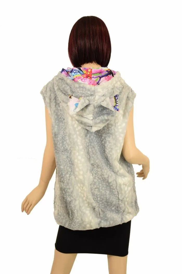 Minky Long Vest with Zipper and Kitty Ears