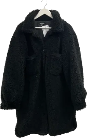 Missguided Black Teddy Bear Coat - Plus Size UK 16