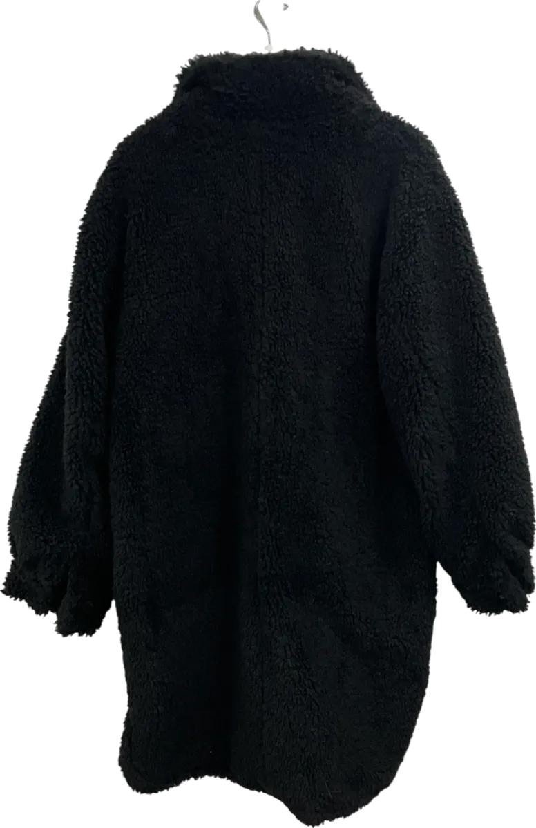 Missguided Black Teddy Bear Coat - Plus Size UK 16