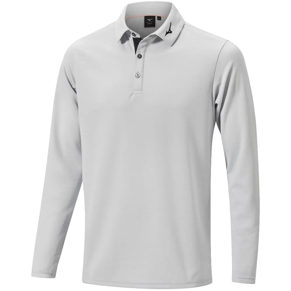 Mizuno Breath Thermo Winter Long Sleeve Polo Shirt - Grey