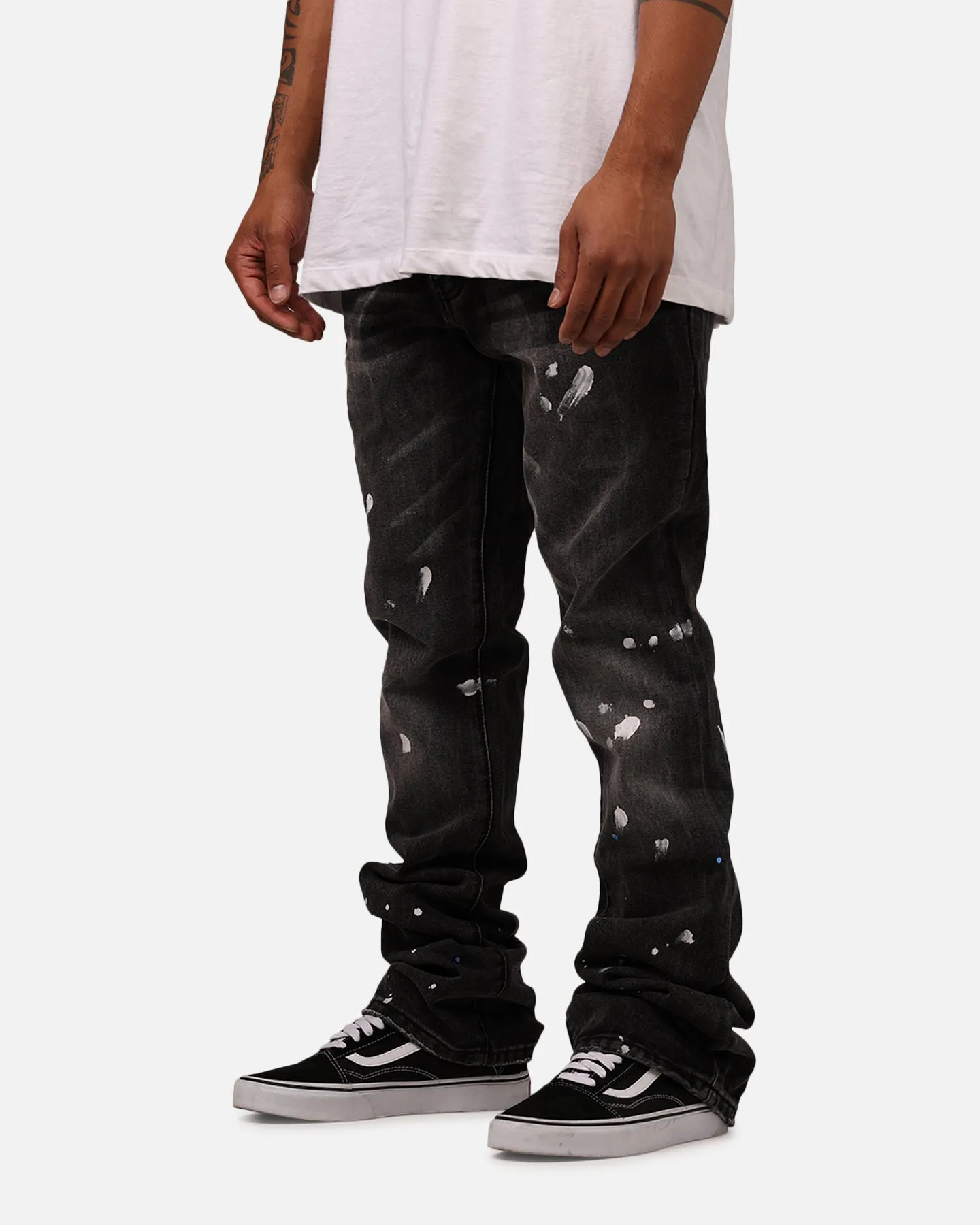 MNML B679 Worn In Painted Pants Washed Black