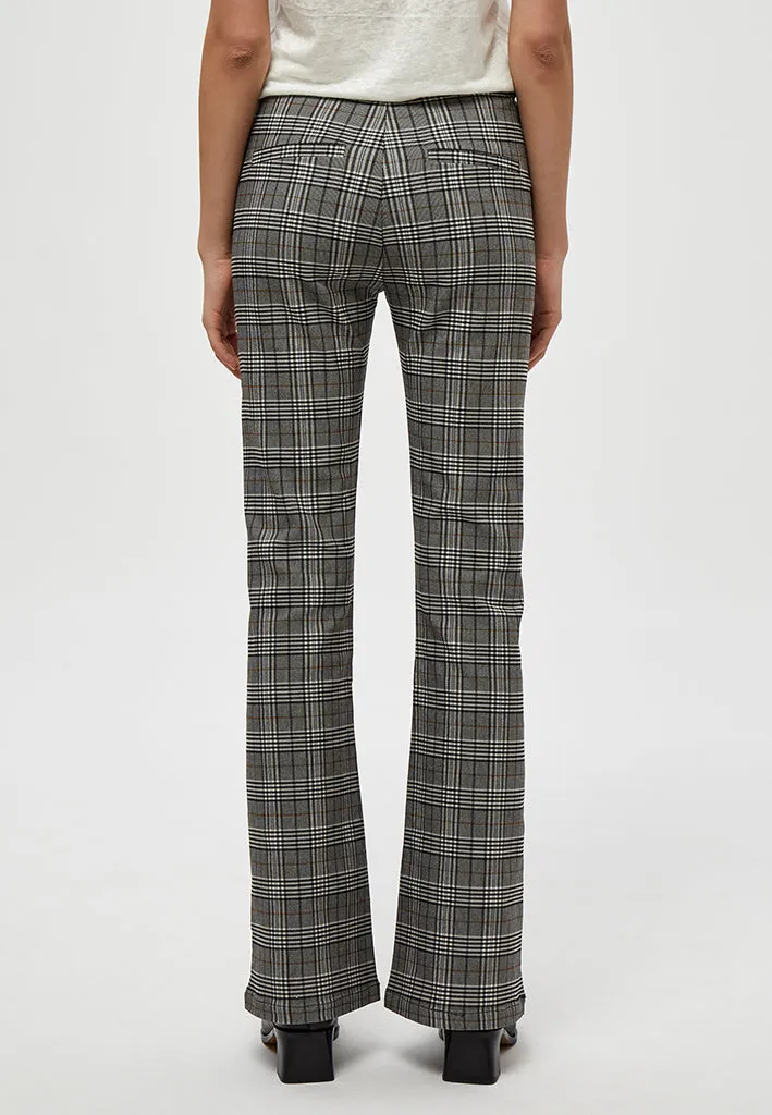 MSCarma Check Flared Pants - Wood Smoke Checked