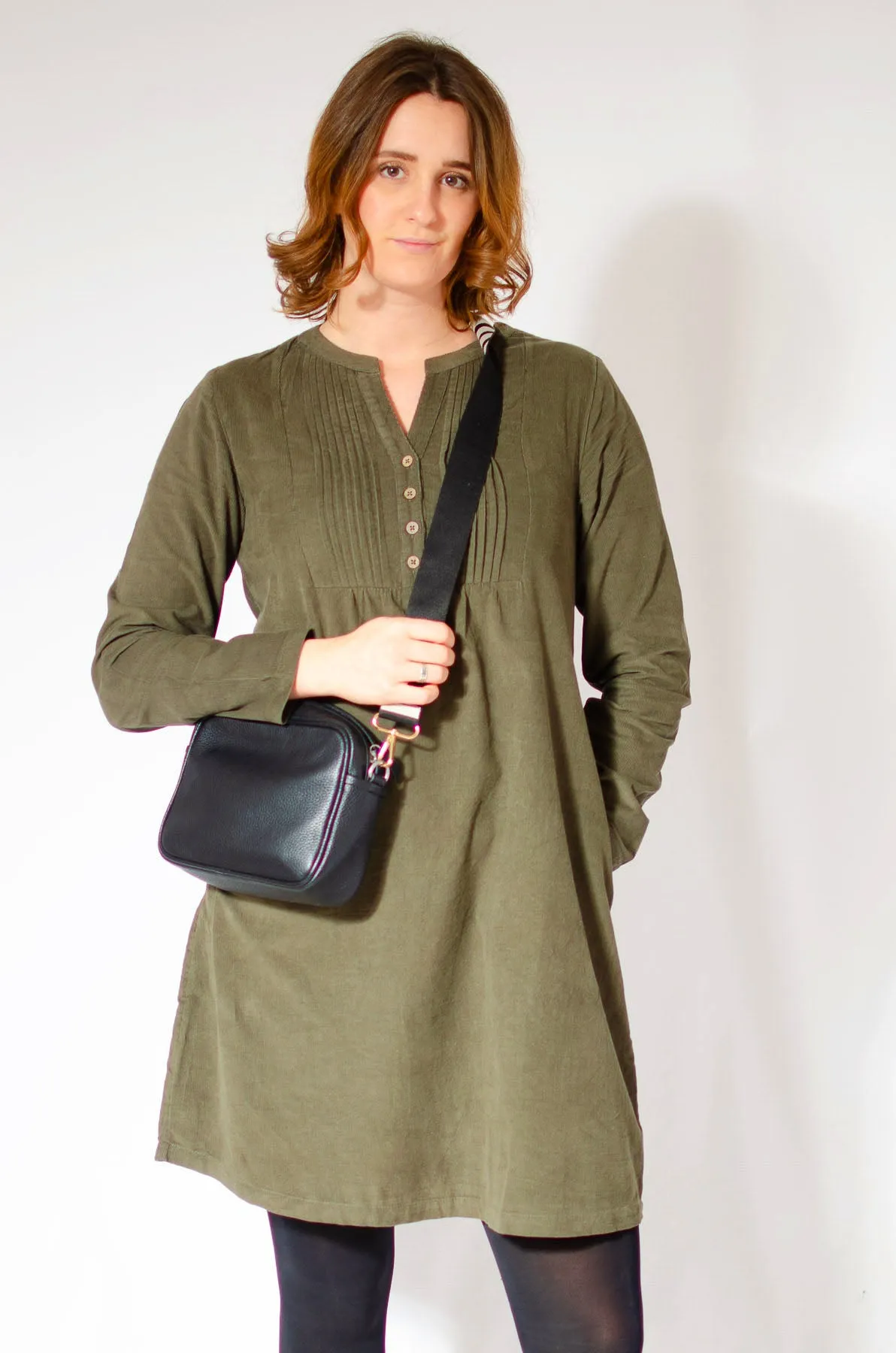 Needlecord Pintuck Tunic Dress