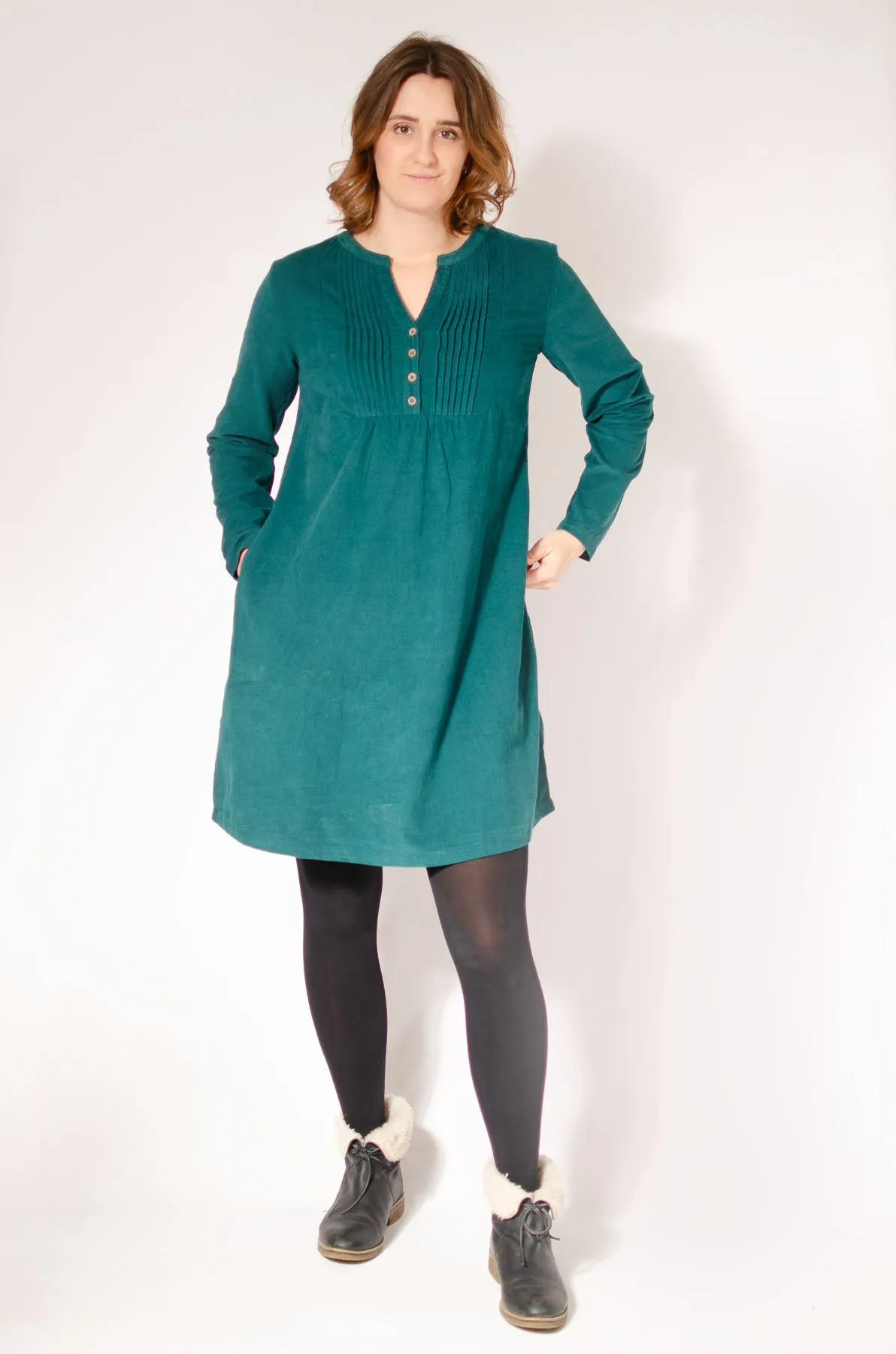 Needlecord Pintuck Tunic Dress