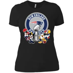 New England Patriots Super Bowl 2019 Mickey Minnie Mouse Donald Daisy Duck Football Nfl Women Cotton T-Shirt