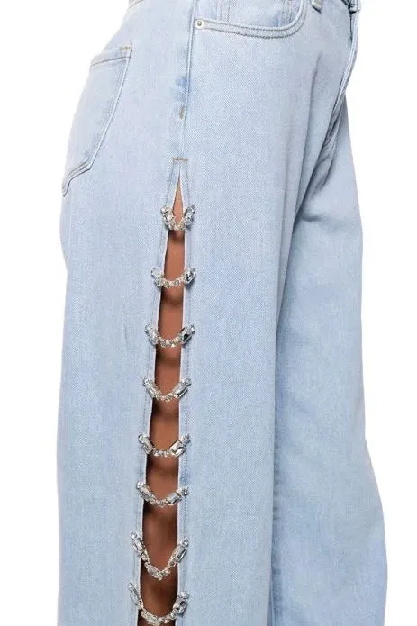 NEW!! The Lexi Denim Rhinestone Cut Out Jean