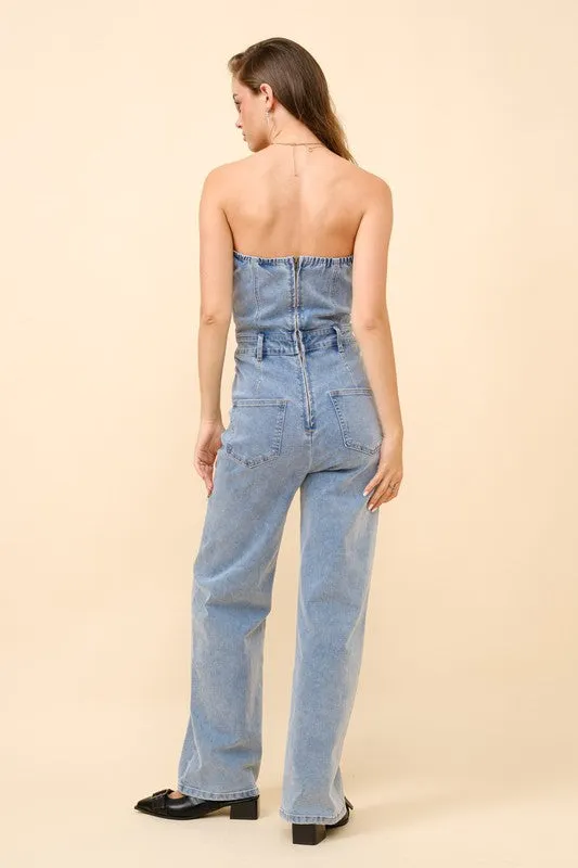 NEW!! The Nikki Denim Rhinestone Romper