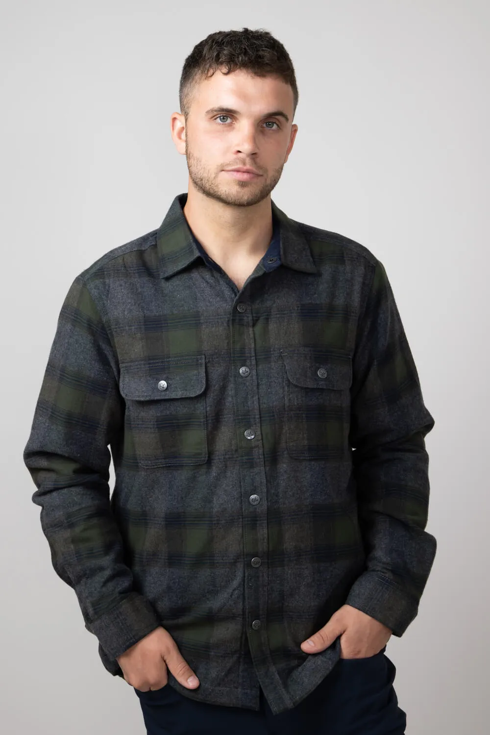 North River Waffle Lined Shirt for Men in Charcoal | NRM8059-CHAR