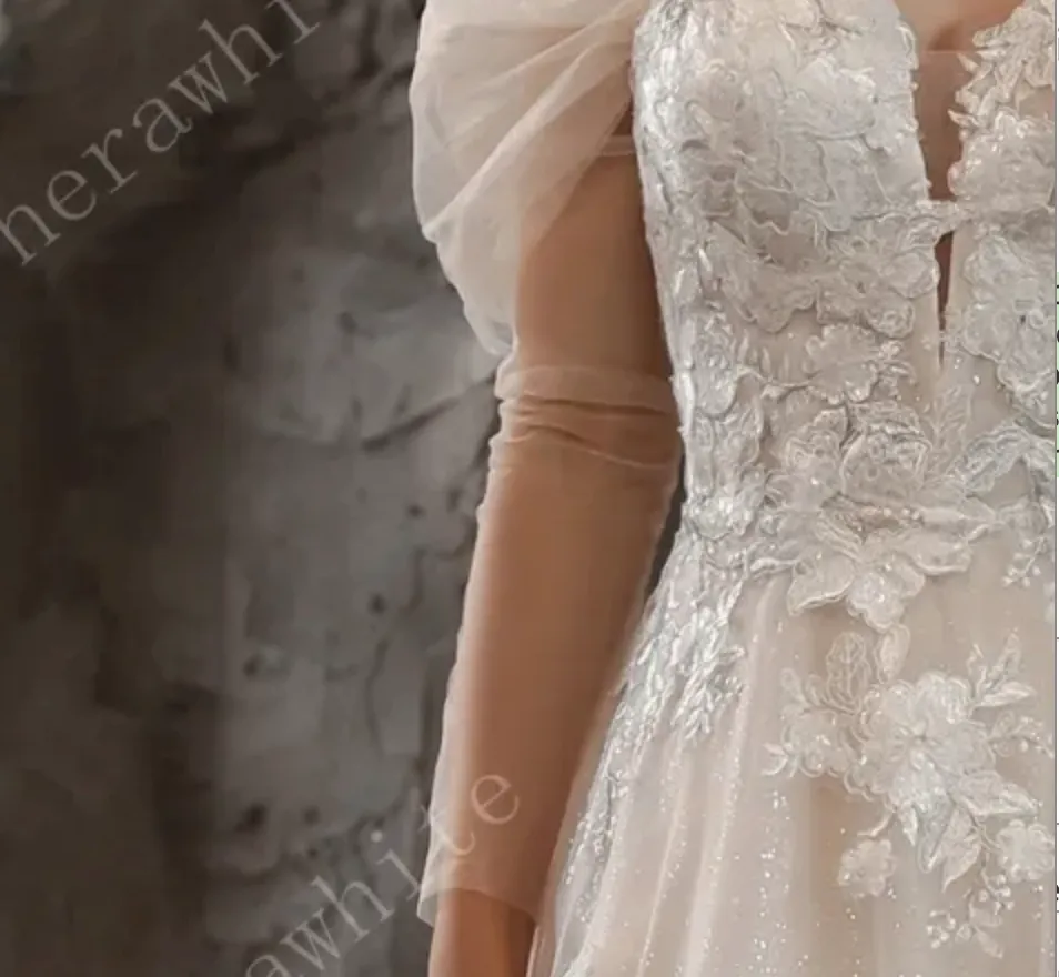 Off-The-Shoulder Romantic Wedding Ball Gown with Glamorous Floral Motifs