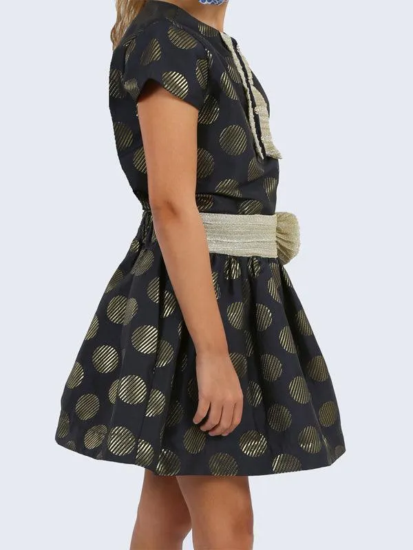 One Friday Black and Gold Polka Dot Skirt