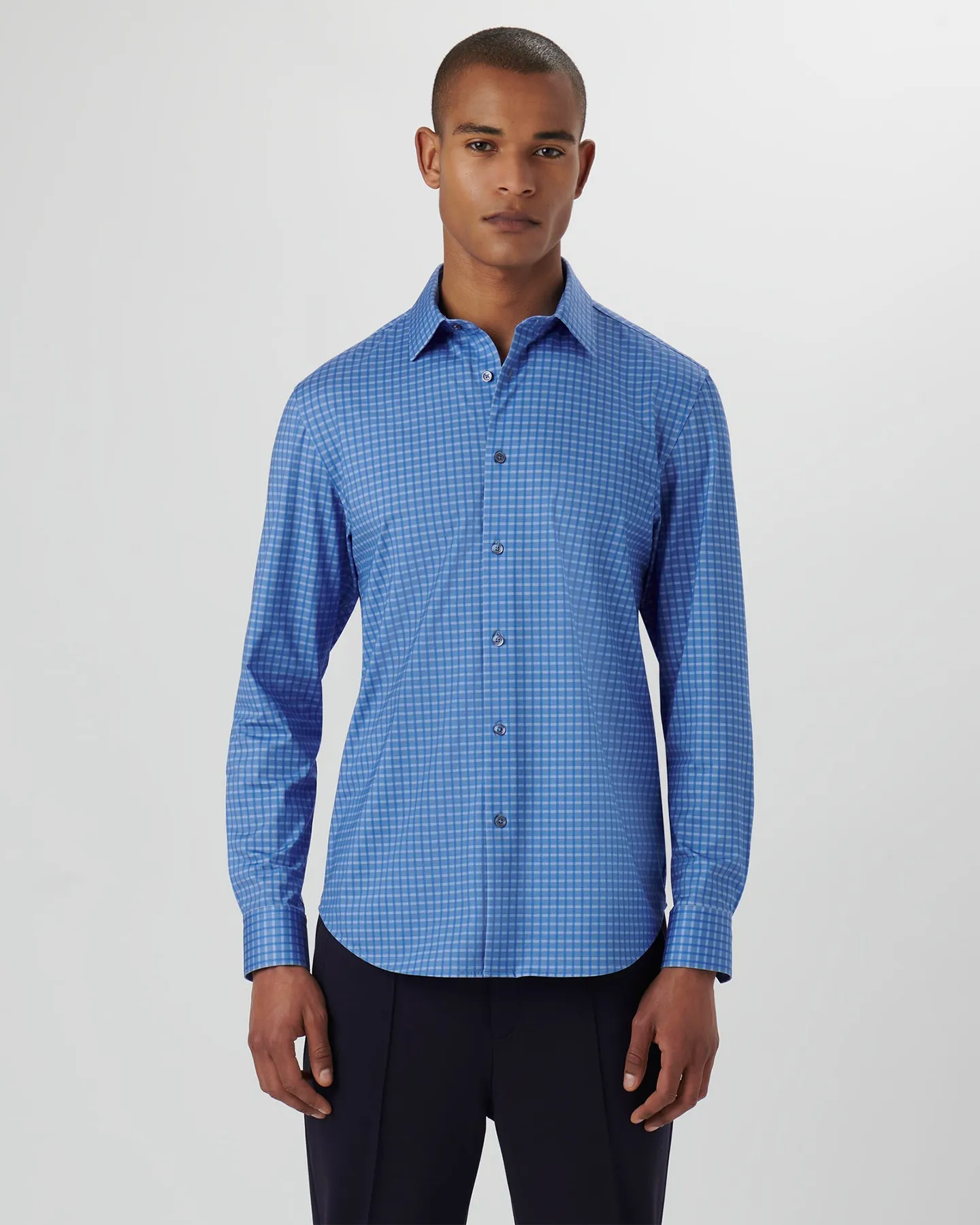 OOOHCOTTON MEDIUM CHECK PRINT SHIRT - CLASSIC BLUE