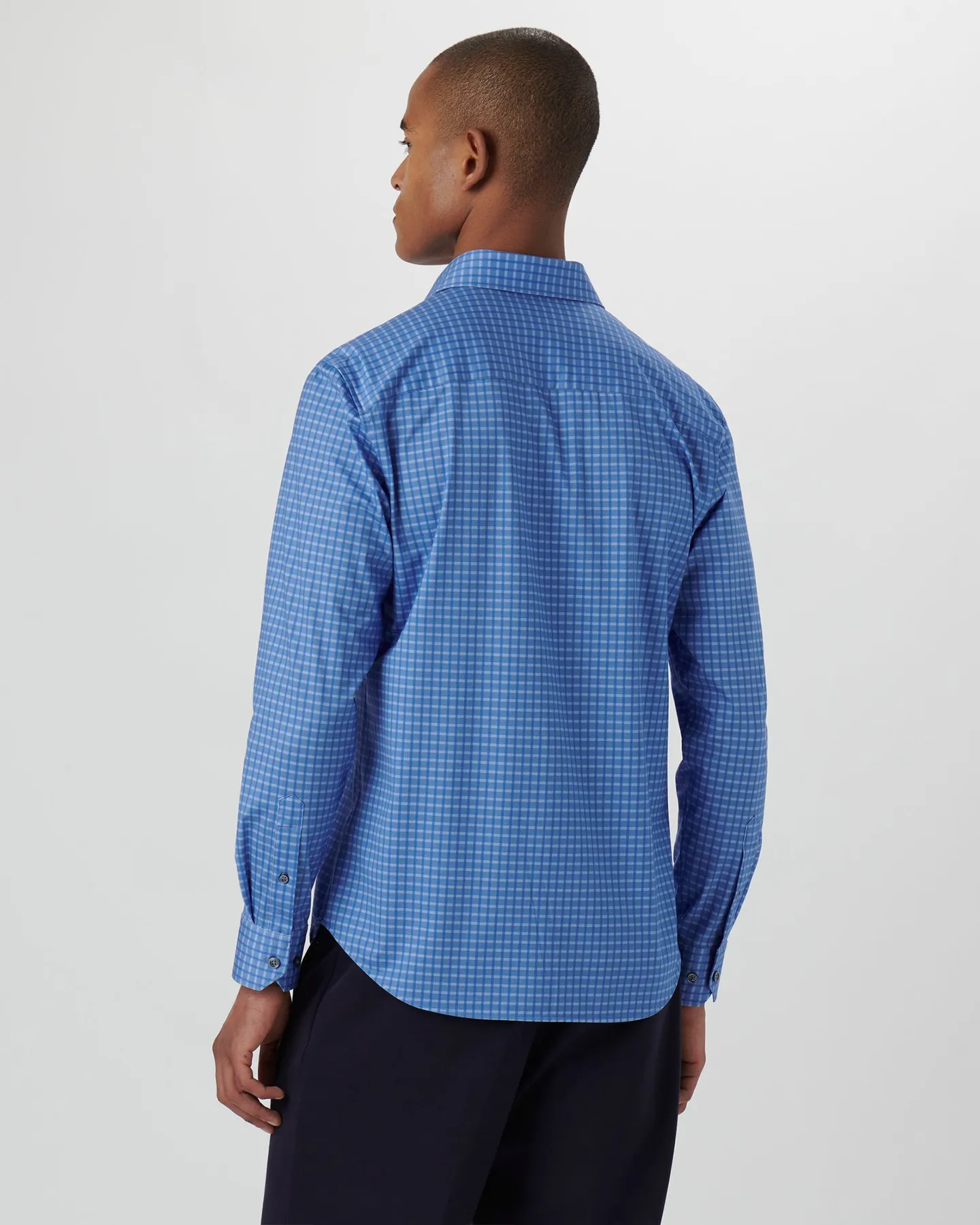 OOOHCOTTON MEDIUM CHECK PRINT SHIRT - CLASSIC BLUE