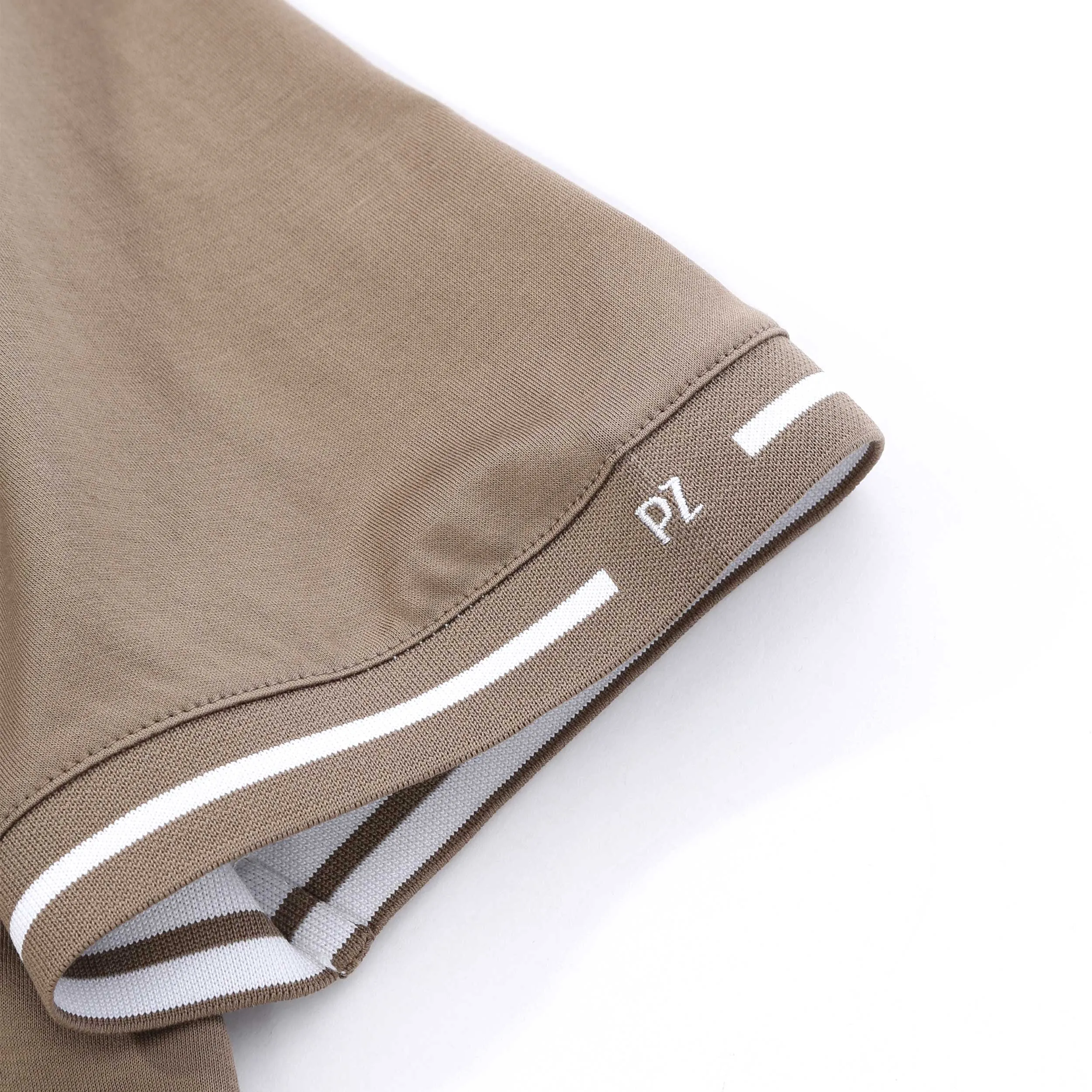 Pal Zileri Stripe Cuff Detail T-Shirt in Taupe