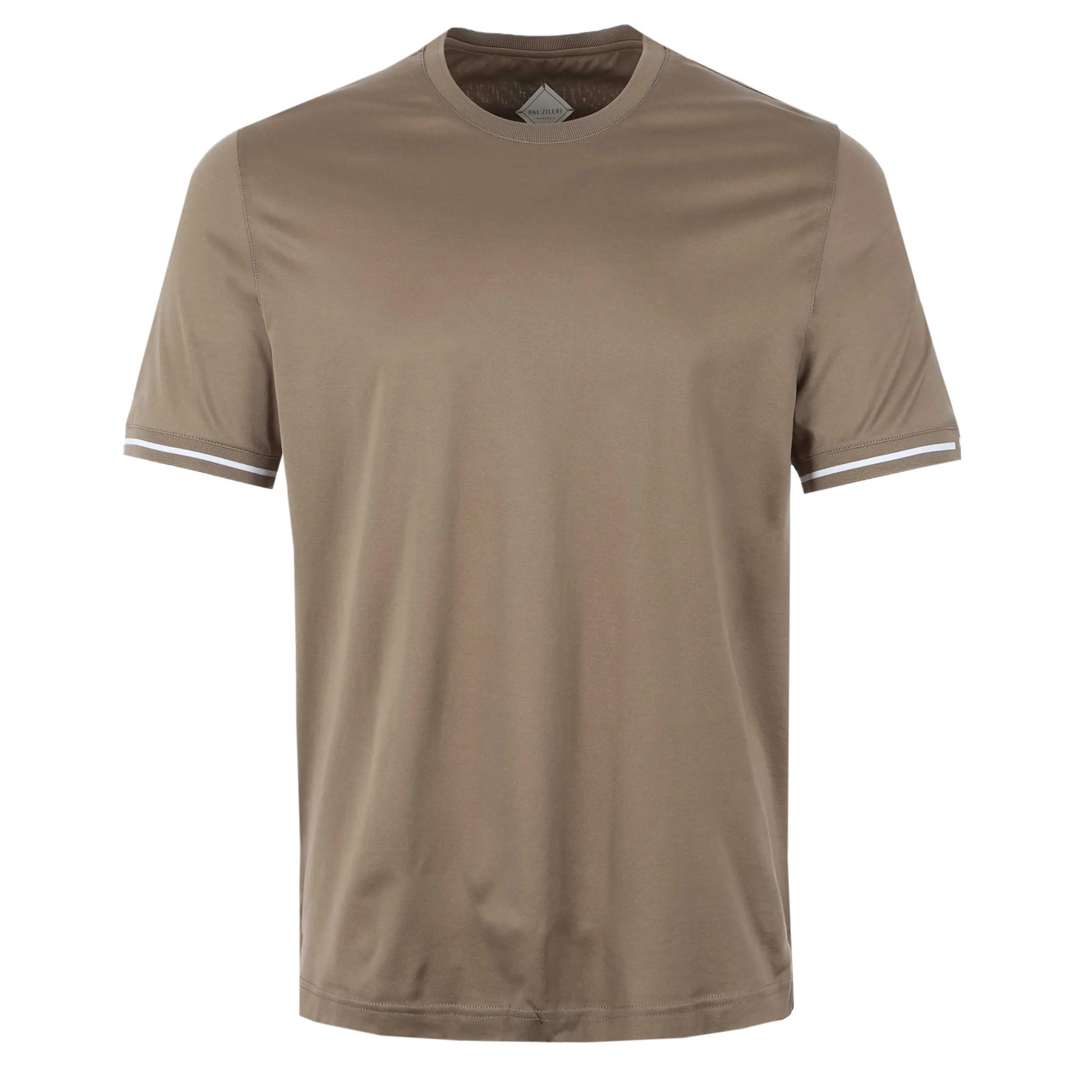 Pal Zileri Stripe Cuff Detail T-Shirt in Taupe