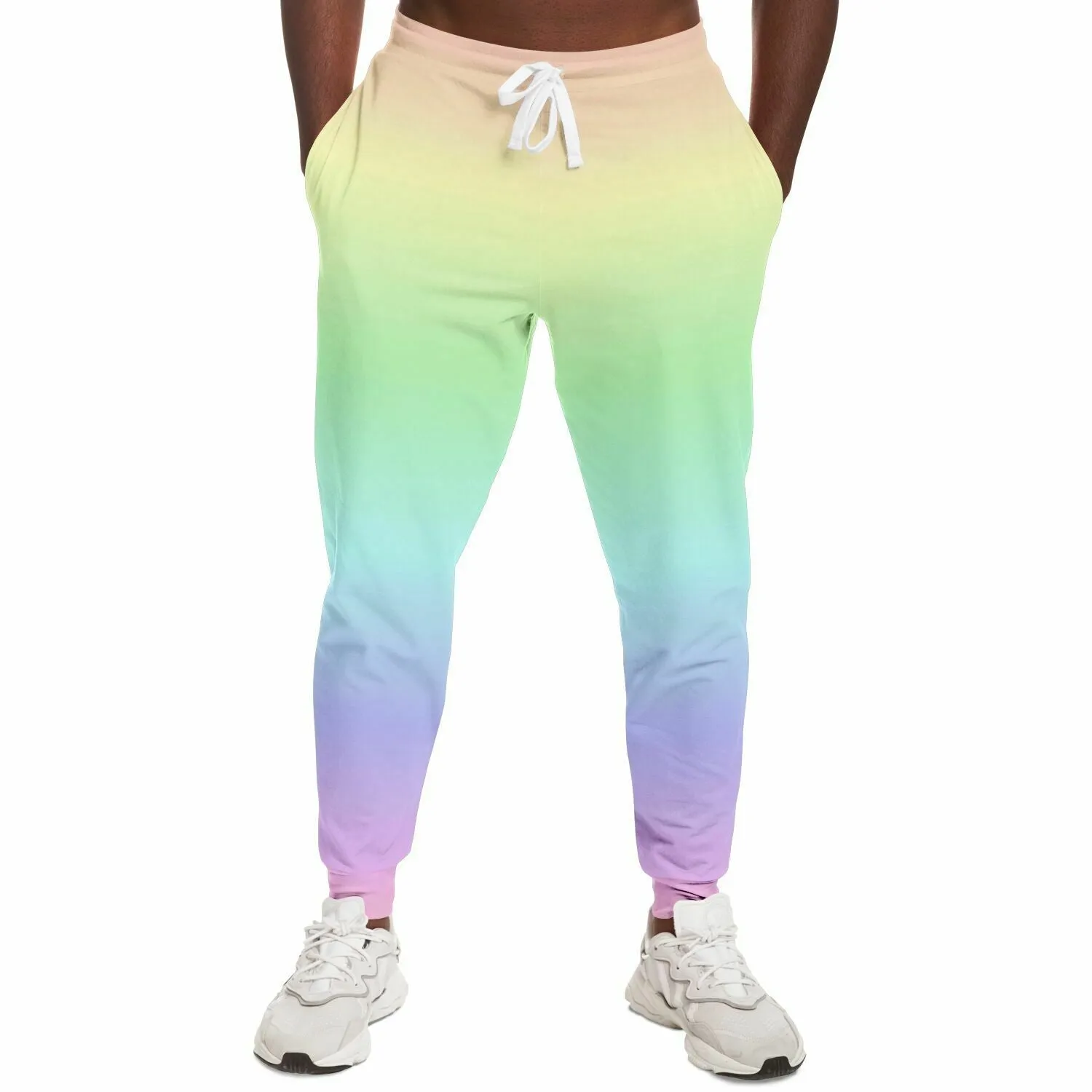 Pastel Rainbow Joggers Sweatpants with Pockets, Ombre Gradient Tie Dye Women Men Fleece  Comfy Cotton Sweats Pants Loungewear