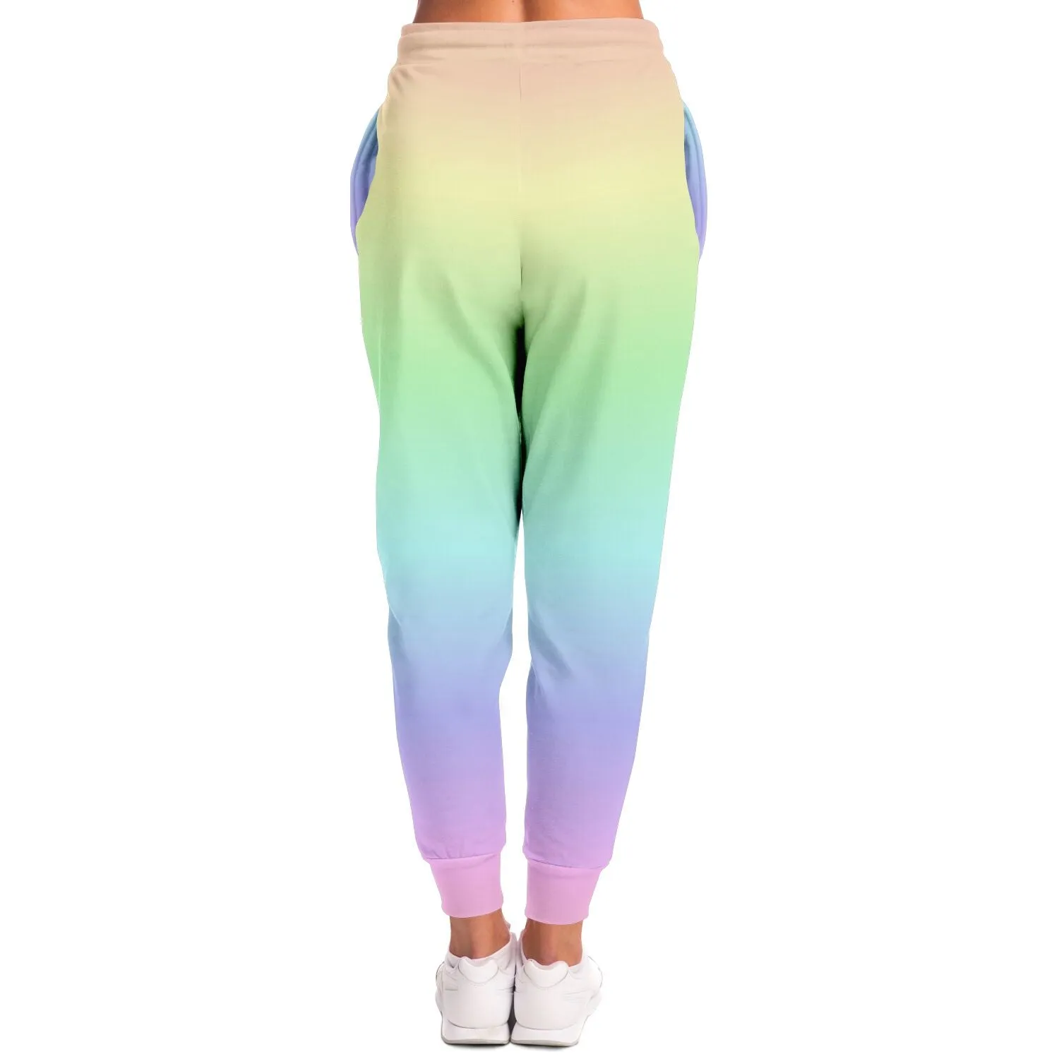 Pastel Rainbow Joggers Sweatpants with Pockets, Ombre Gradient Tie Dye Women Men Fleece  Comfy Cotton Sweats Pants Loungewear