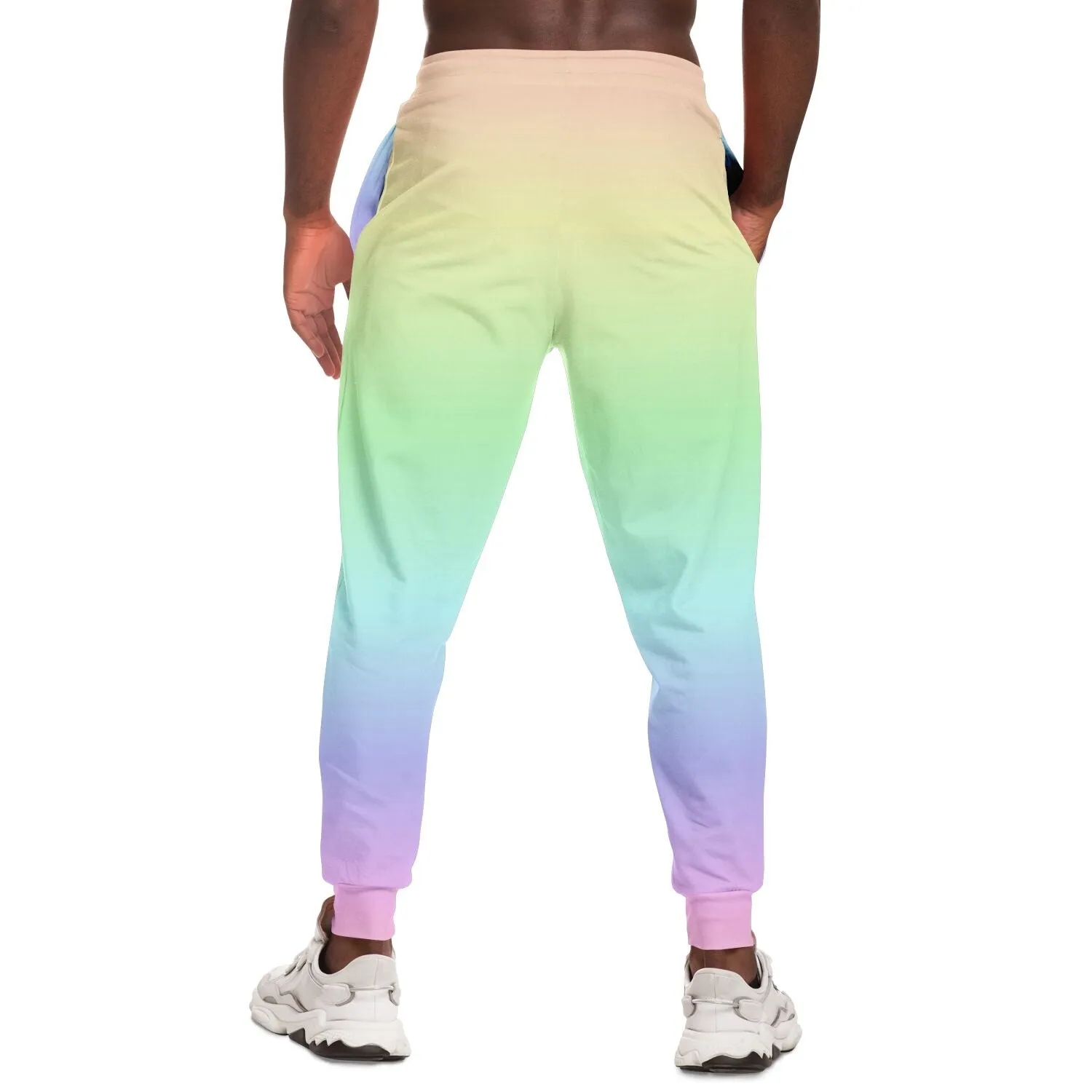 Pastel Rainbow Joggers Sweatpants with Pockets, Ombre Gradient Tie Dye Women Men Fleece  Comfy Cotton Sweats Pants Loungewear