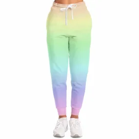 Pastel Rainbow Joggers Sweatpants with Pockets, Ombre Gradient Tie Dye Women Men Fleece  Comfy Cotton Sweats Pants Loungewear