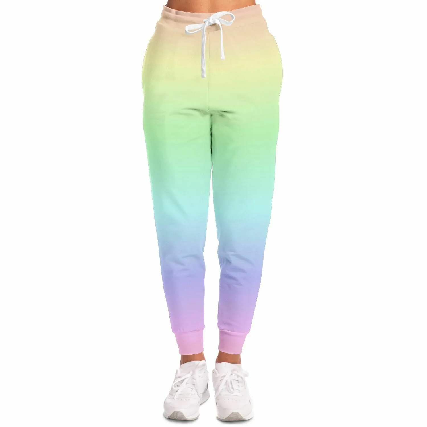 Pastel Rainbow Joggers Sweatpants with Pockets, Ombre Gradient Tie Dye Women Men Fleece  Comfy Cotton Sweats Pants Loungewear