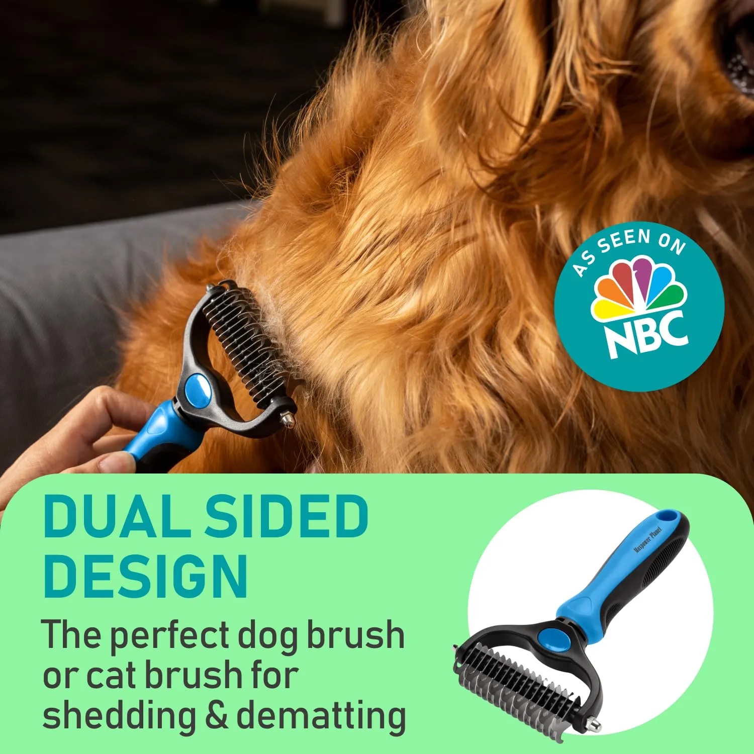 Planet Pet Grooming Brush - Double Sided Shedding