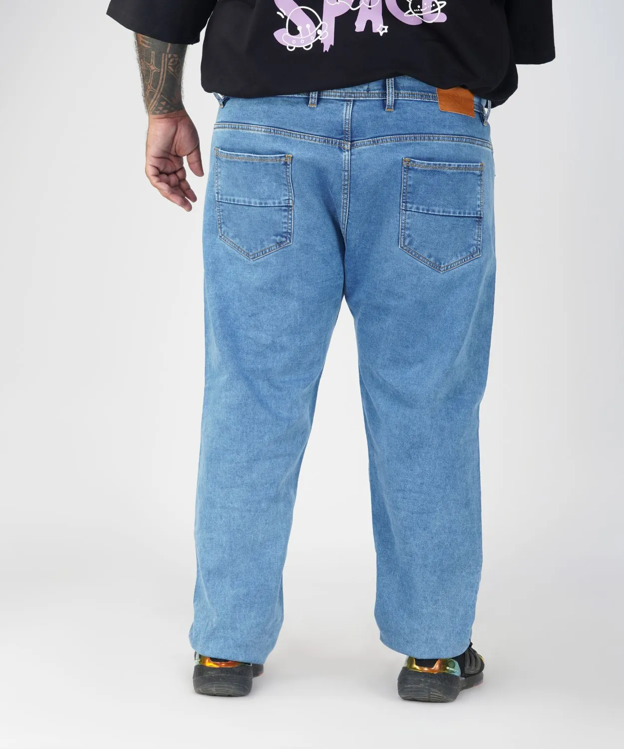 Plus Size Men Blue Faded Comfort Fit Jeans