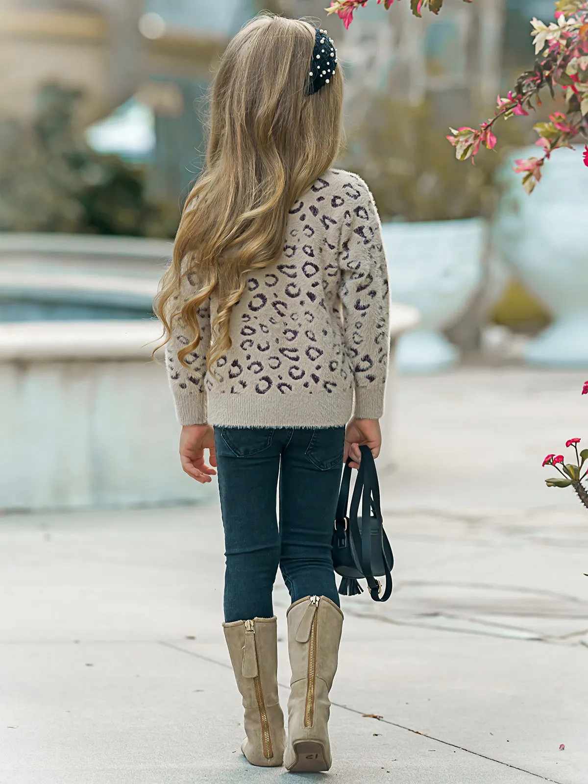 Precious Leopard Plush Fuzzy Sweater