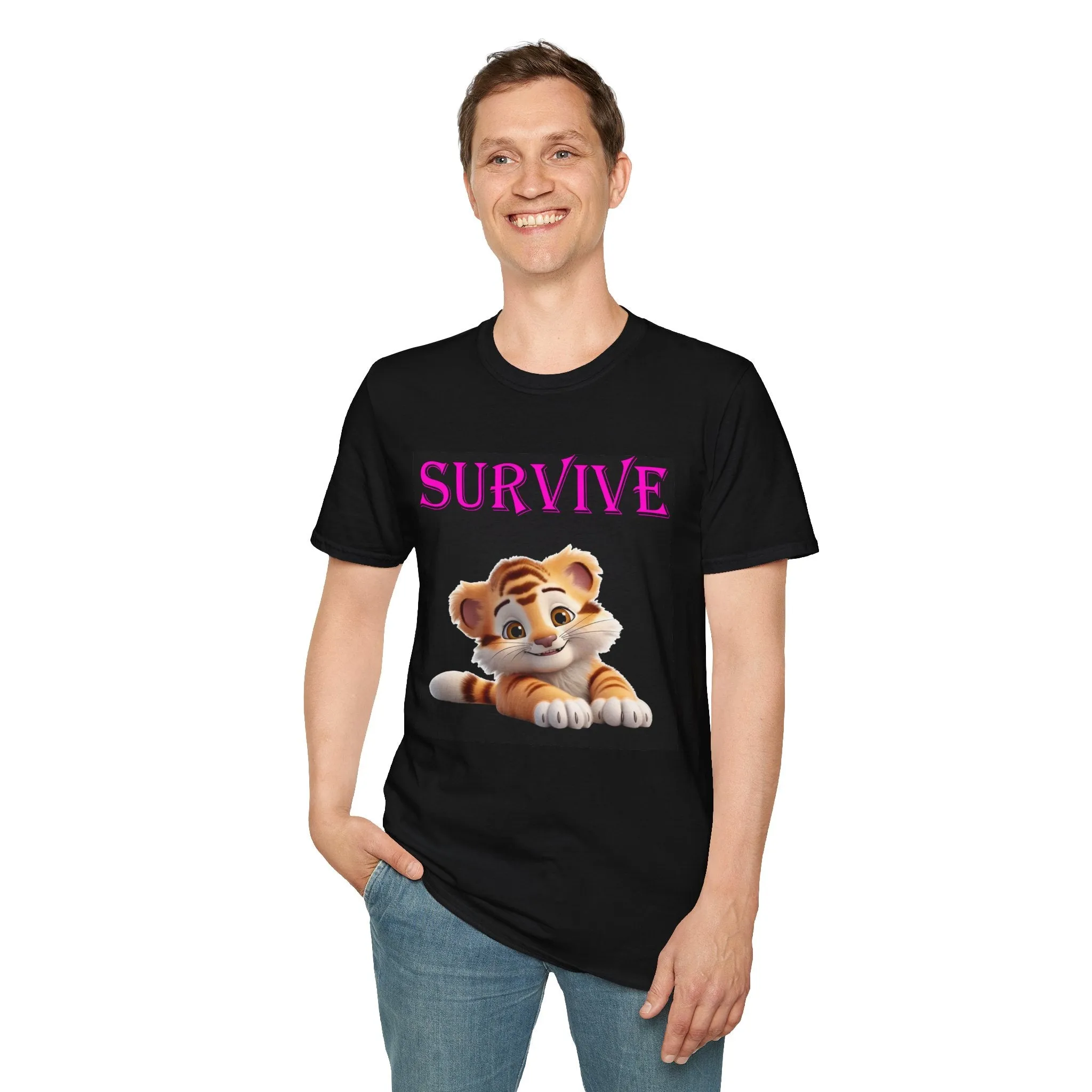 Princess Grace Survive Tiger Design Unisex Softstyle T-Shirt  Cute Animal Graphic Tee