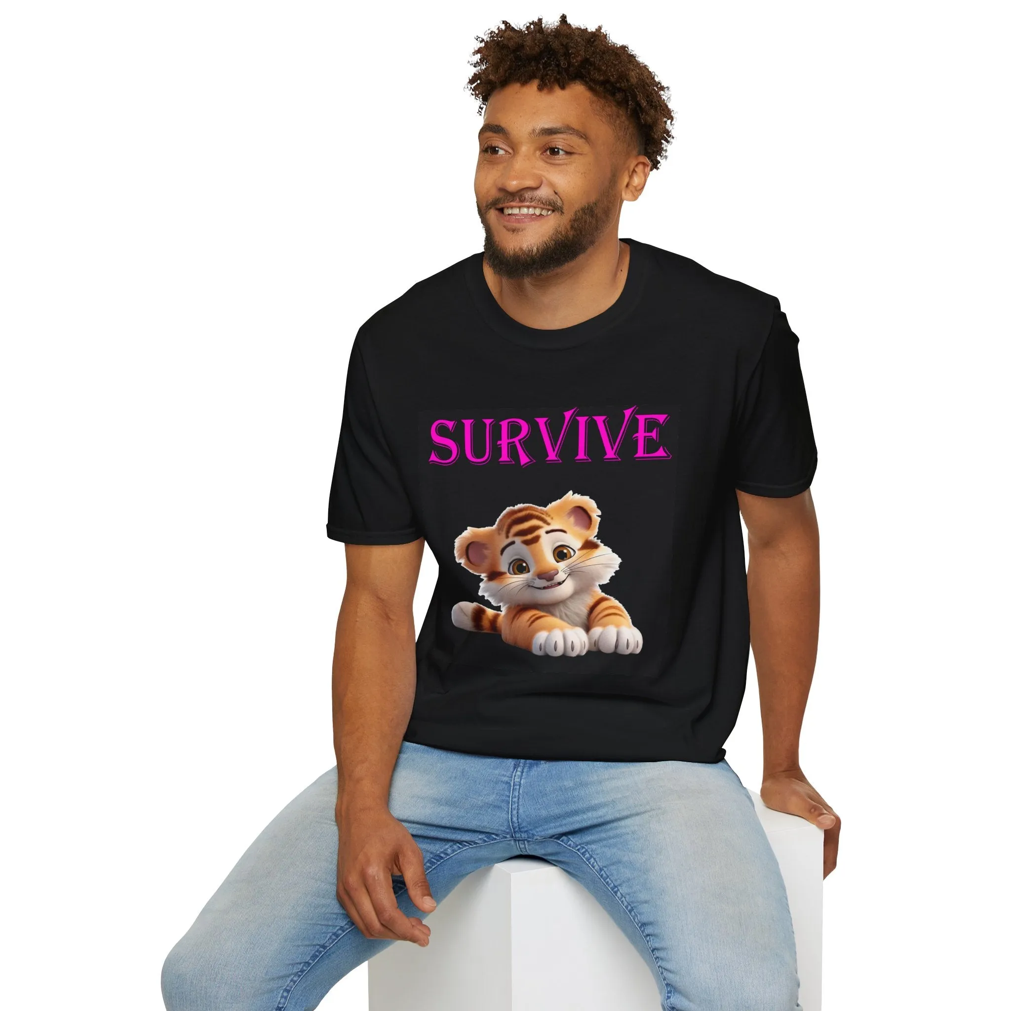 Princess Grace Survive Tiger Design Unisex Softstyle T-Shirt  Cute Animal Graphic Tee