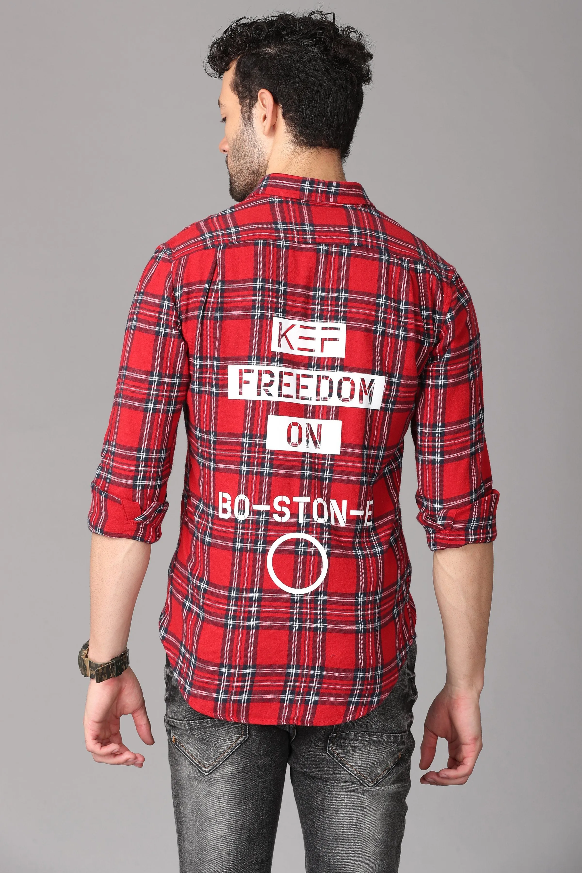 Red Check Printed Shirt