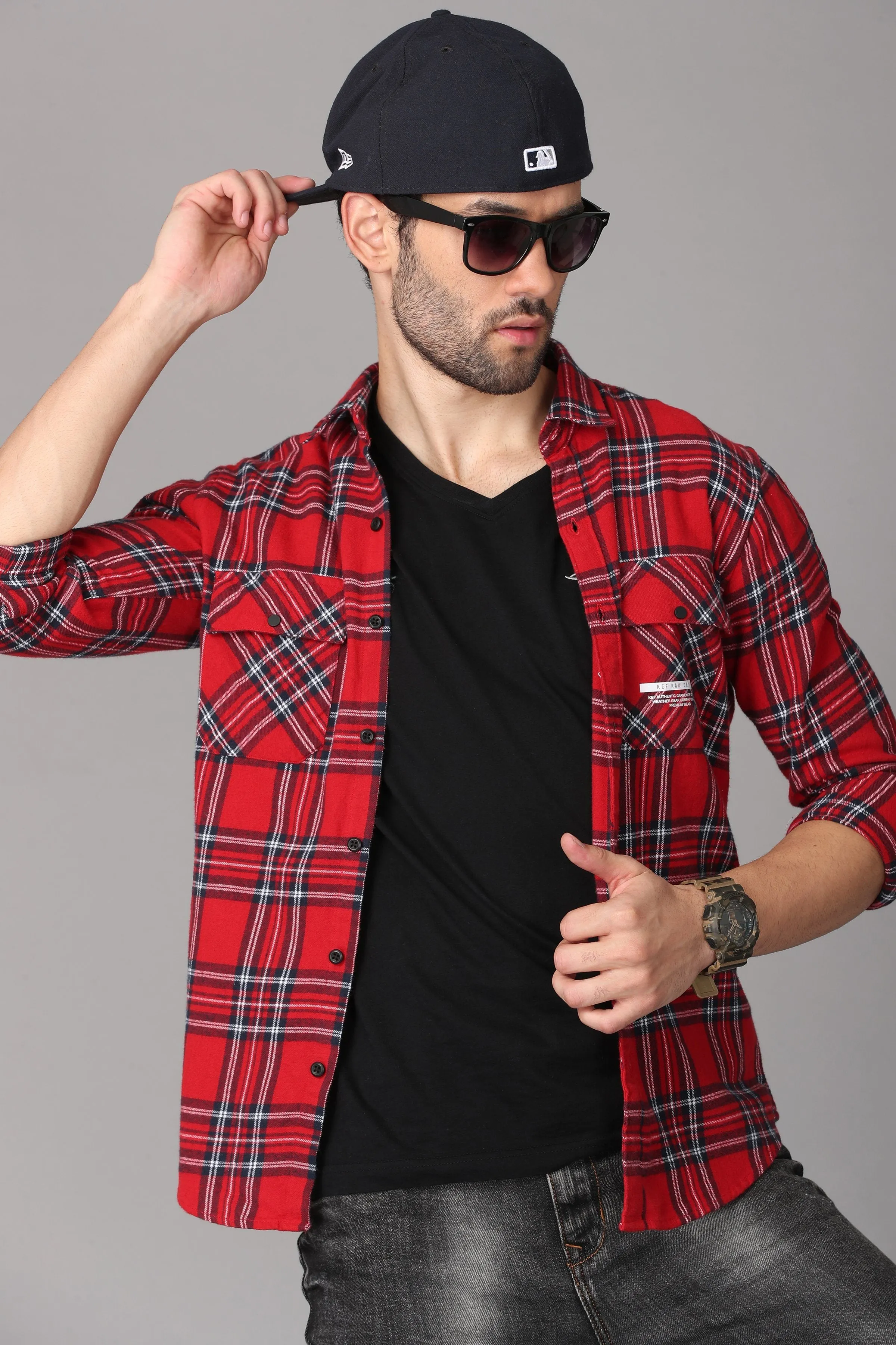 Red Check Printed Shirt