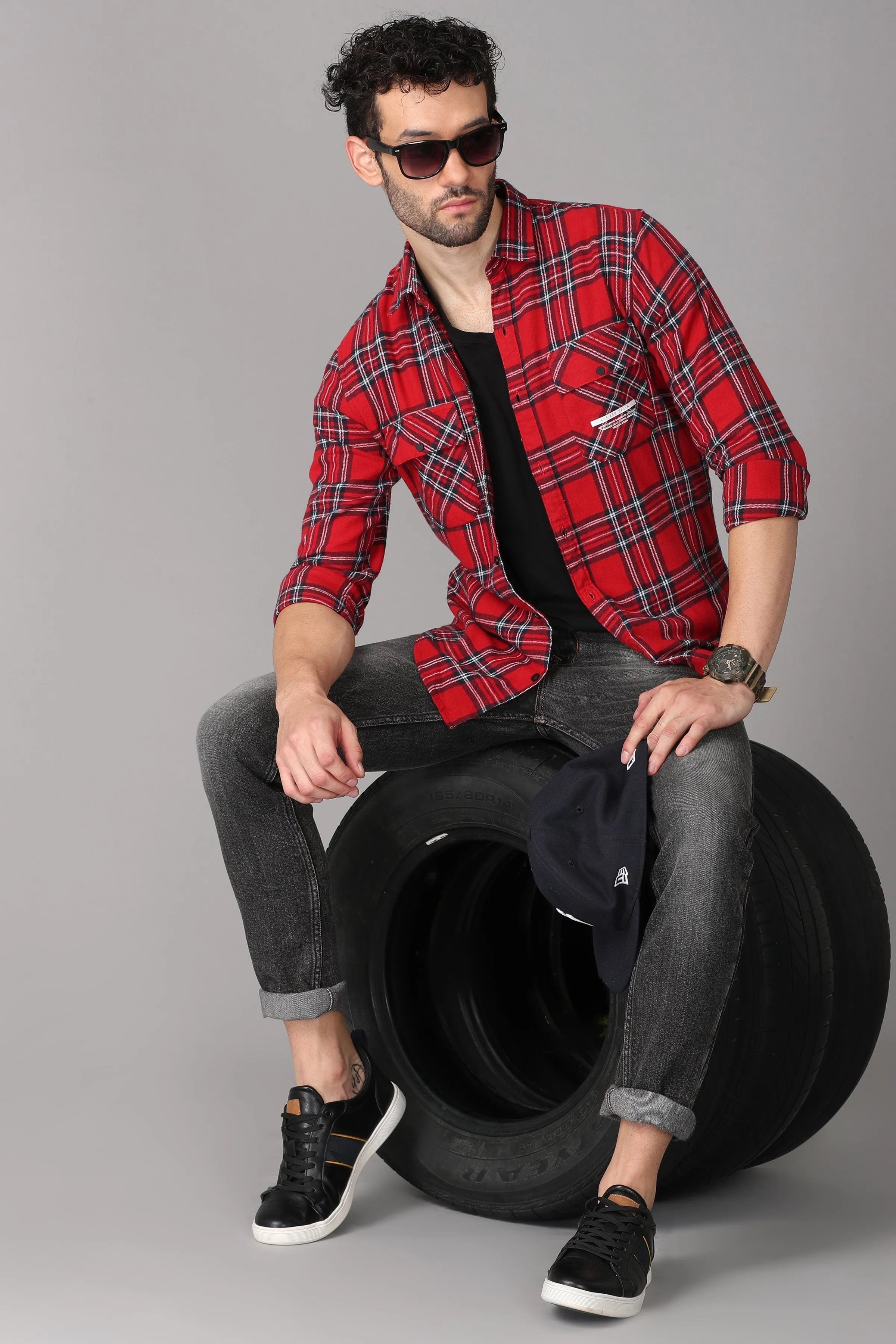 Red Check Printed Shirt