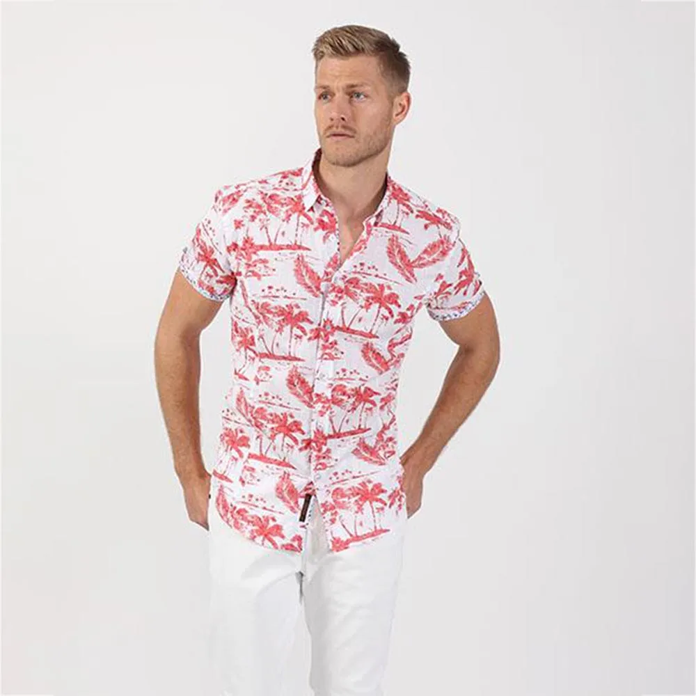 Red Palms Short Sleeve Shirt