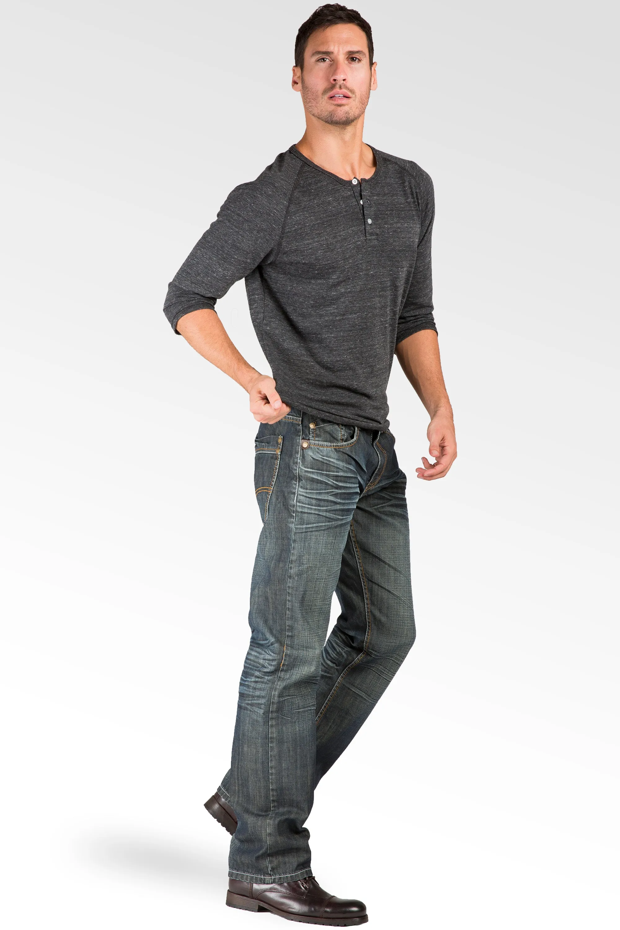 Relaxed Straight Vintage Whisker signature 5 Pocket Jeans With Artisan Scratching