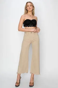 Risen Taupe High Rise Wide Crop Pants