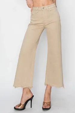 Risen Taupe High Rise Wide Crop Pants