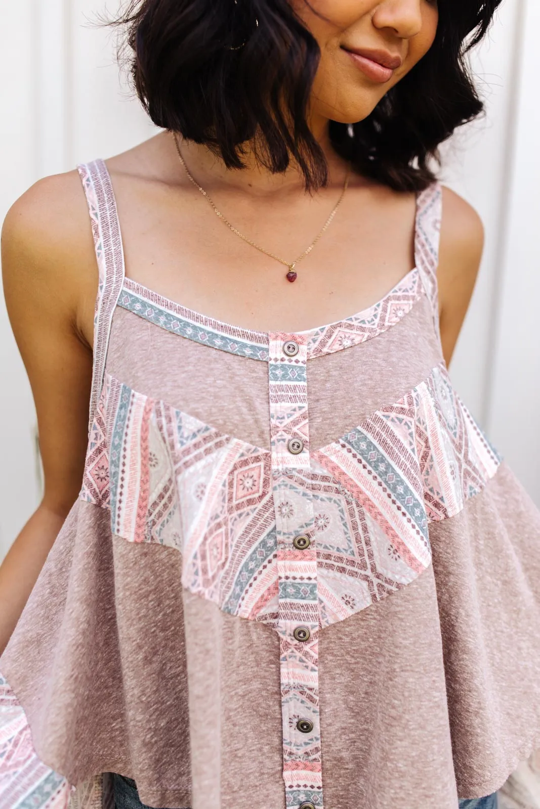 Santa Fe Aztec Tank in Taupe