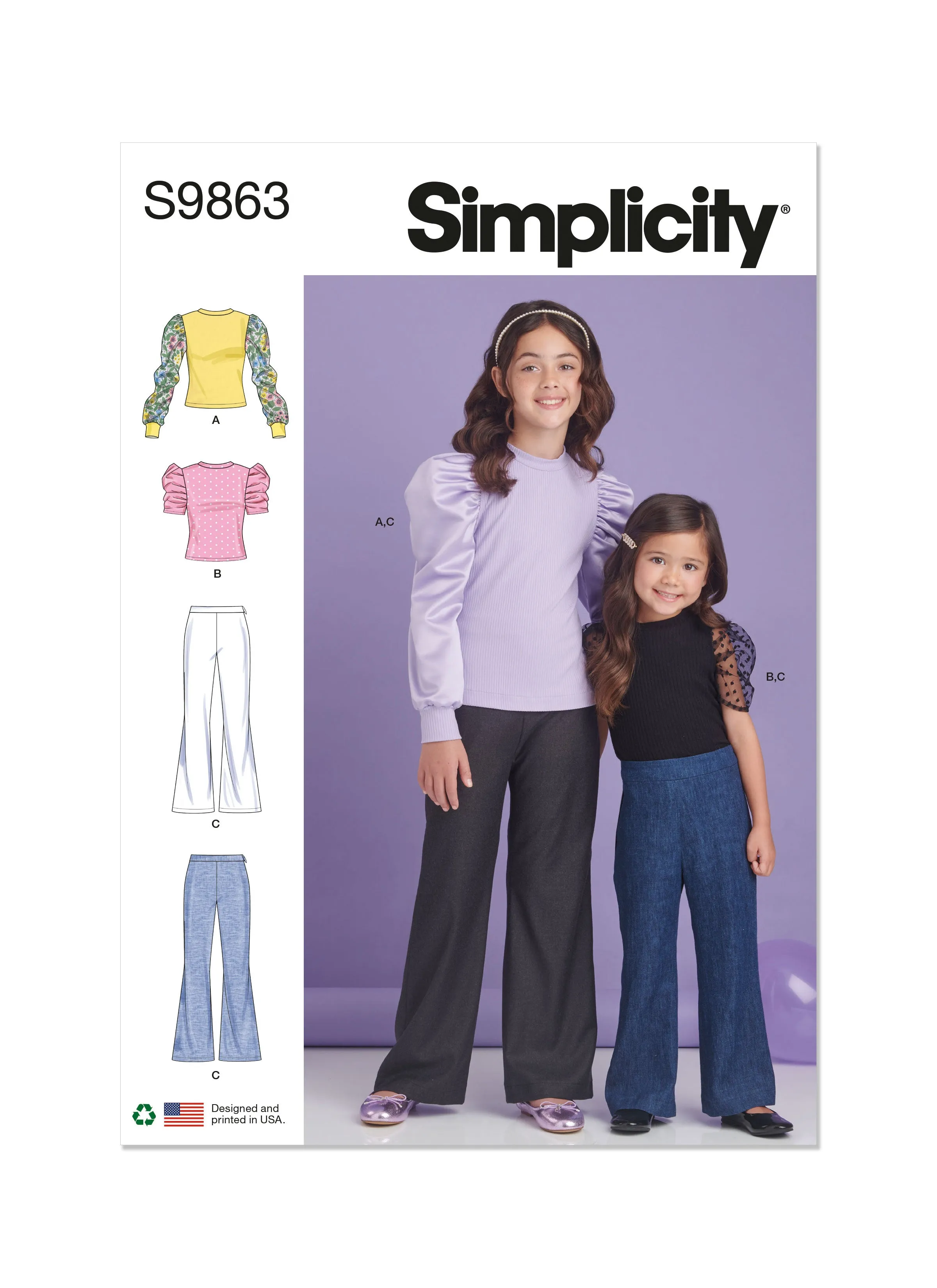 Simplicity Pattern S9863 Children's and Girls' Top and Pants