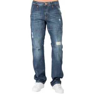 Slim Straight Vintage Hand Sanding Premium Denim 5 Pocket Jeans Ripped & Repaired