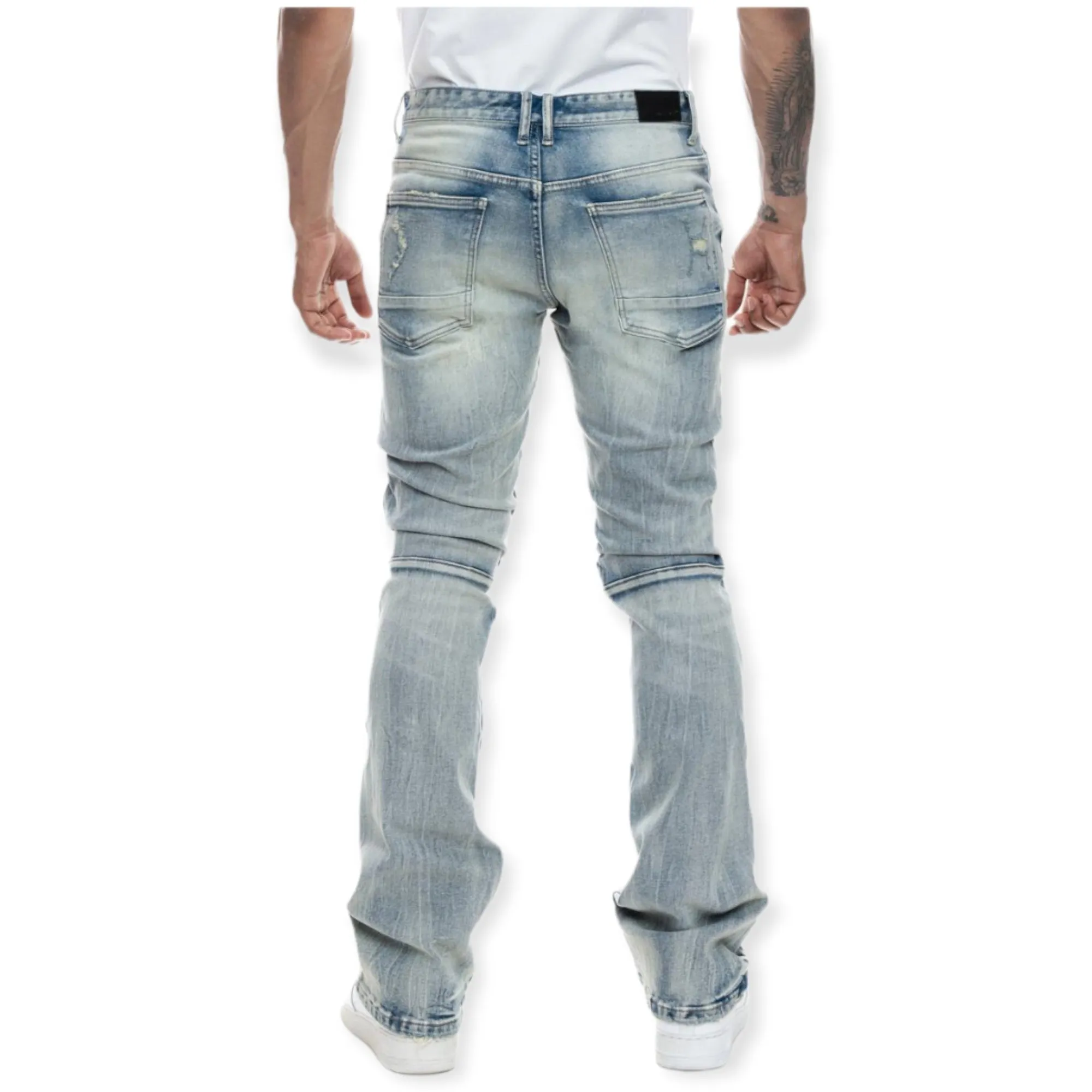 SMOKE RISE: Double Layered Flared Jeans JP22510