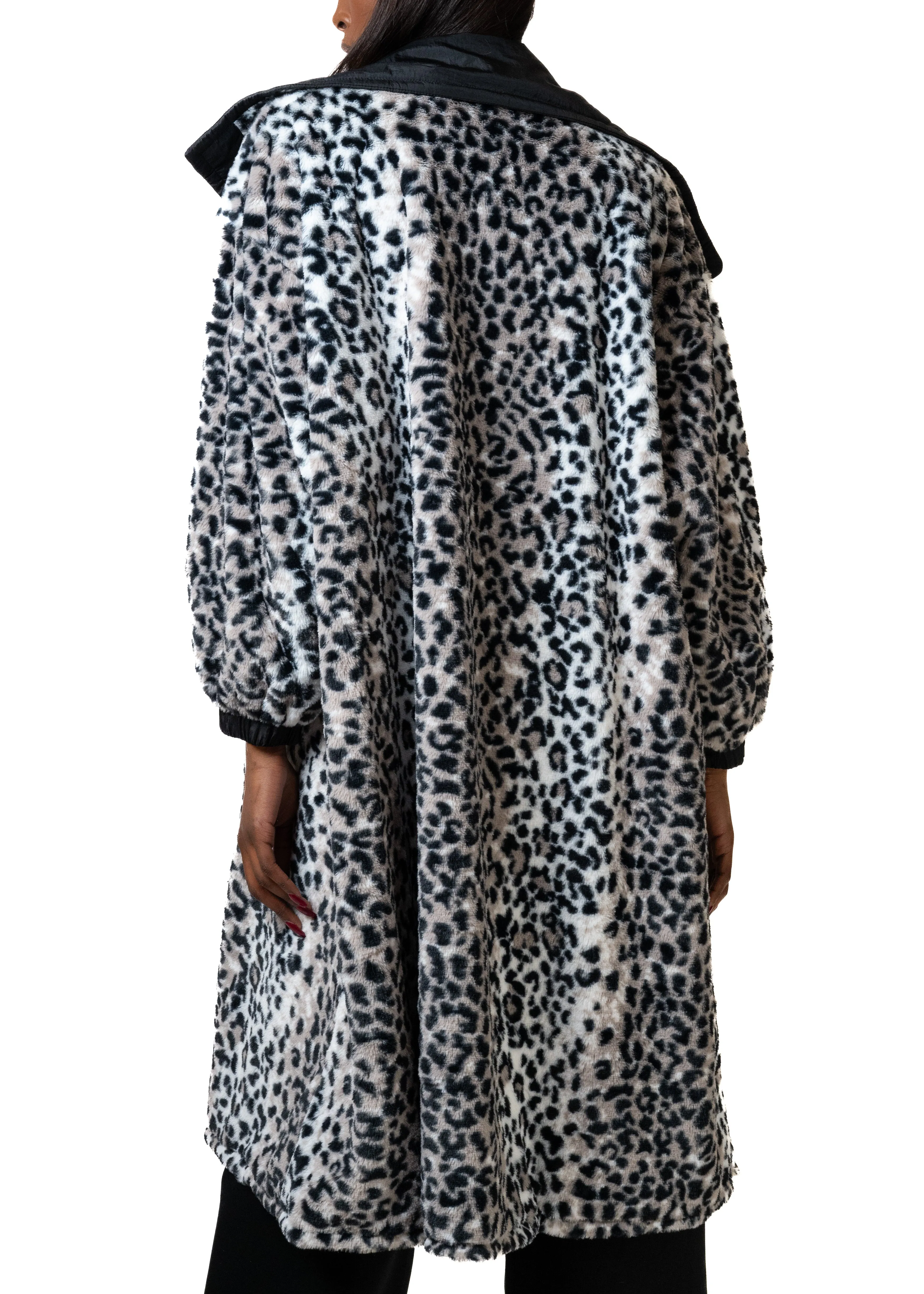 Snow Leopard Faux Fur Coat