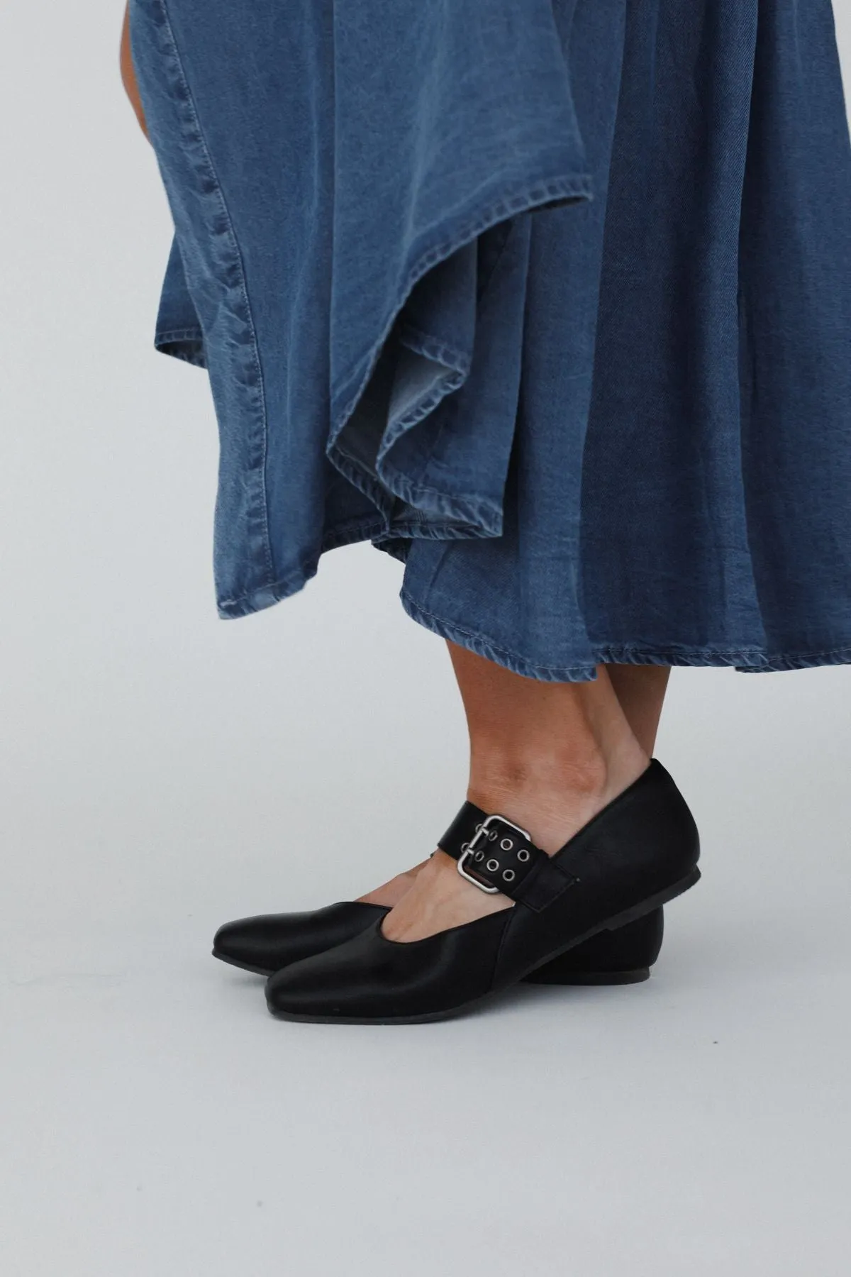 Soho Buckle Ballet Flats - Black