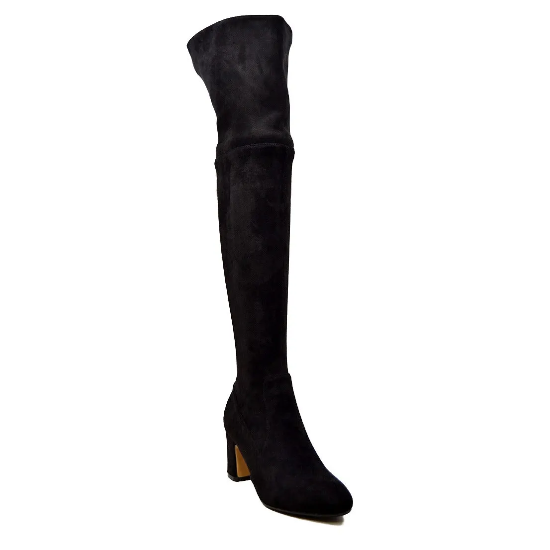 Sophia Suede Block Heel Over The Knee High Heel Boots - Stylish and Versatile