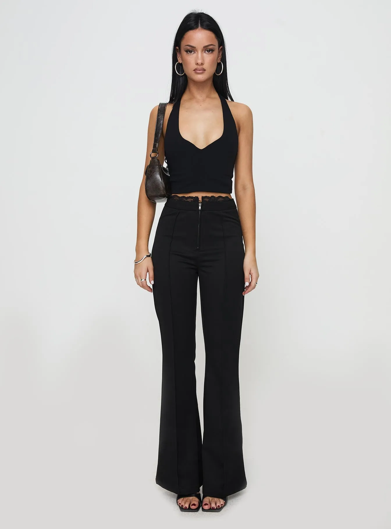 Stellina Slim Fit Flared Pants Black