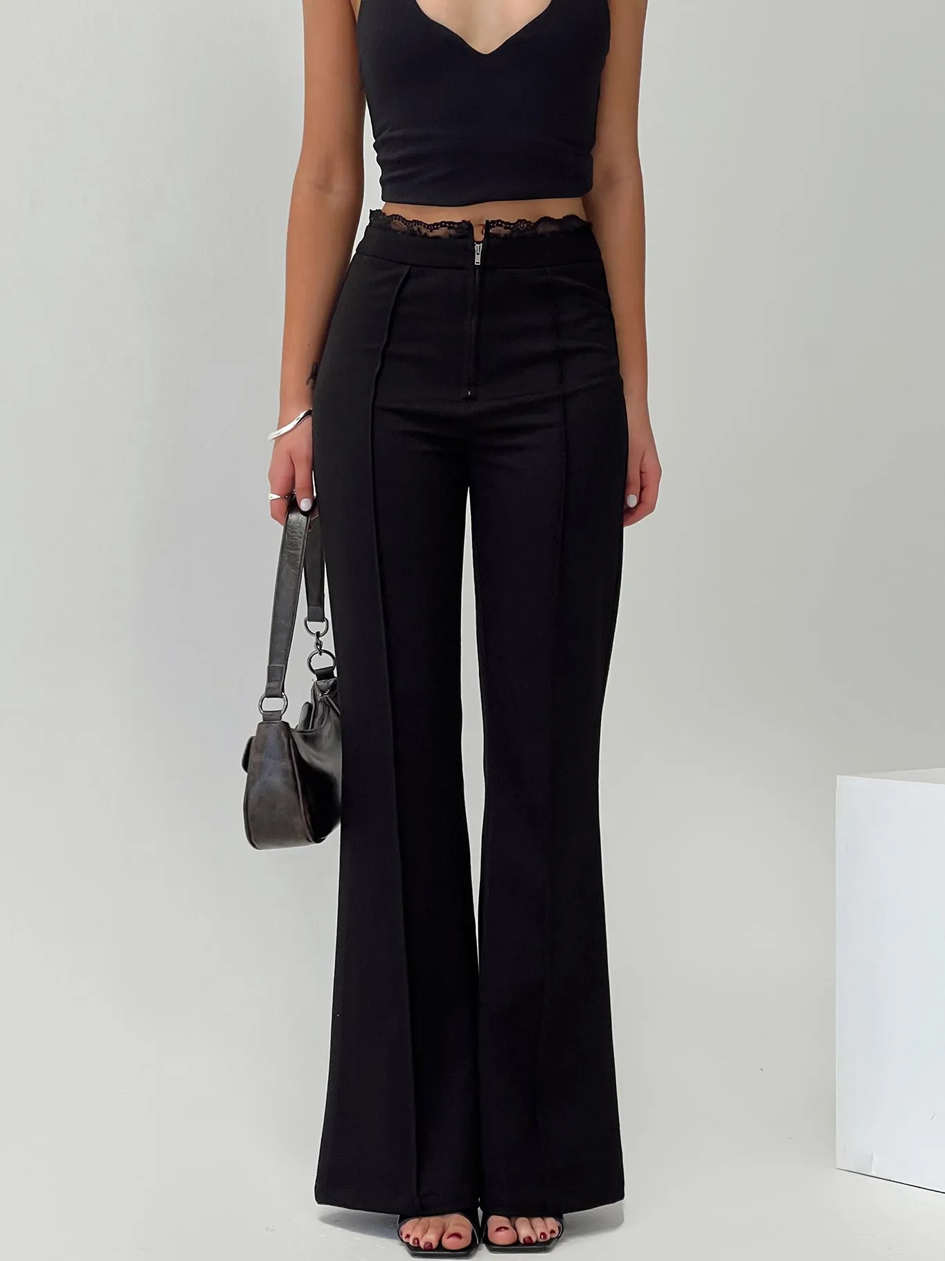 Stellina Slim Fit Flared Pants Black