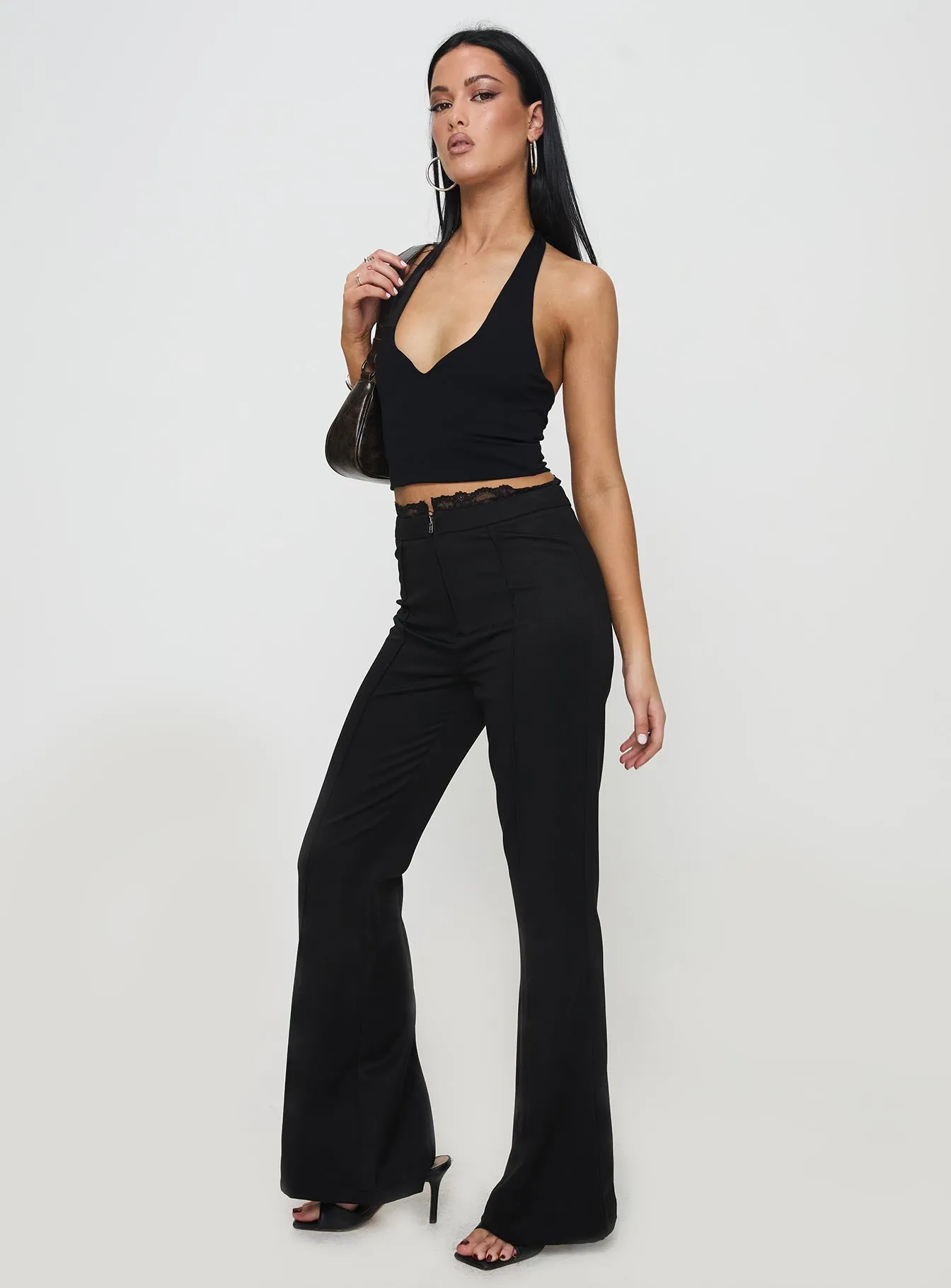 Stellina Slim Fit Flared Pants Black