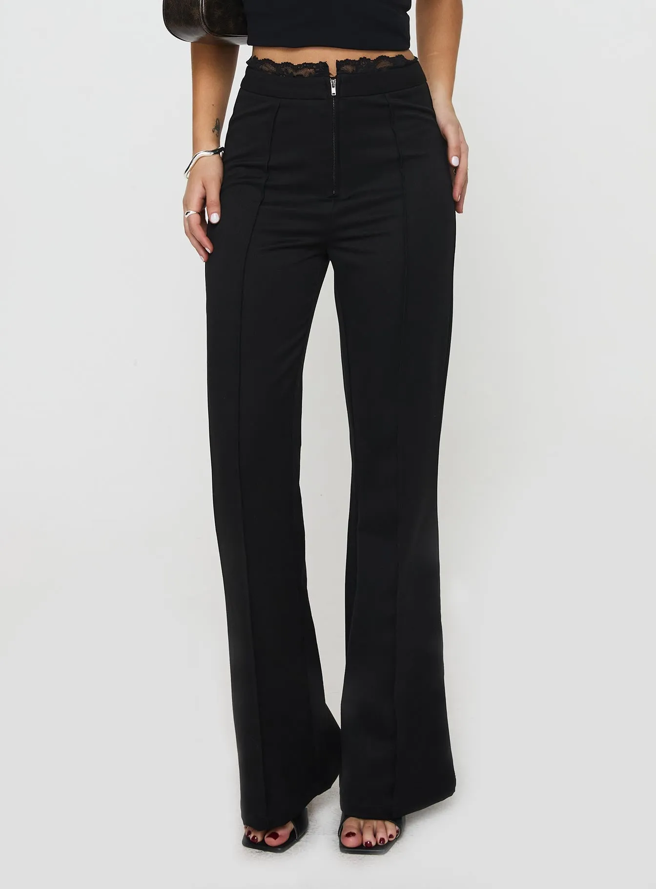 Stellina Slim Fit Flared Pants Black