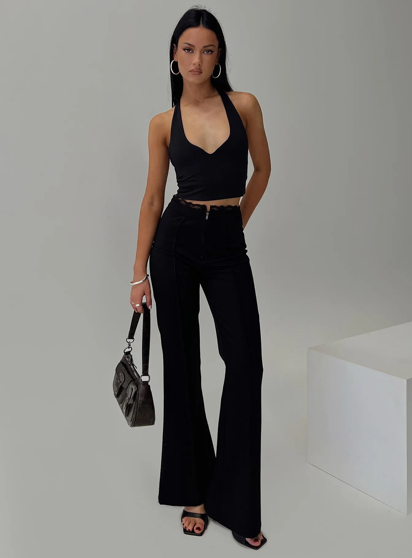 Stellina Slim Fit Flared Pants Black