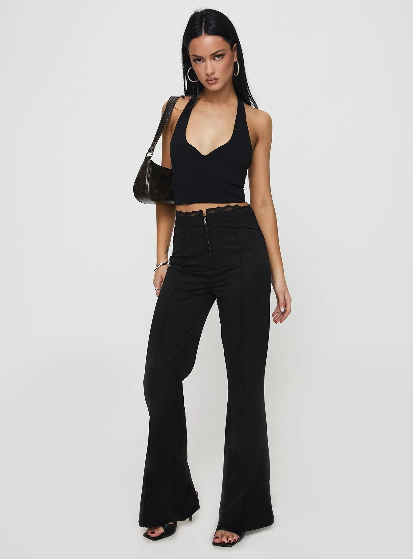 Stellina Slim Fit Flared Pants Black