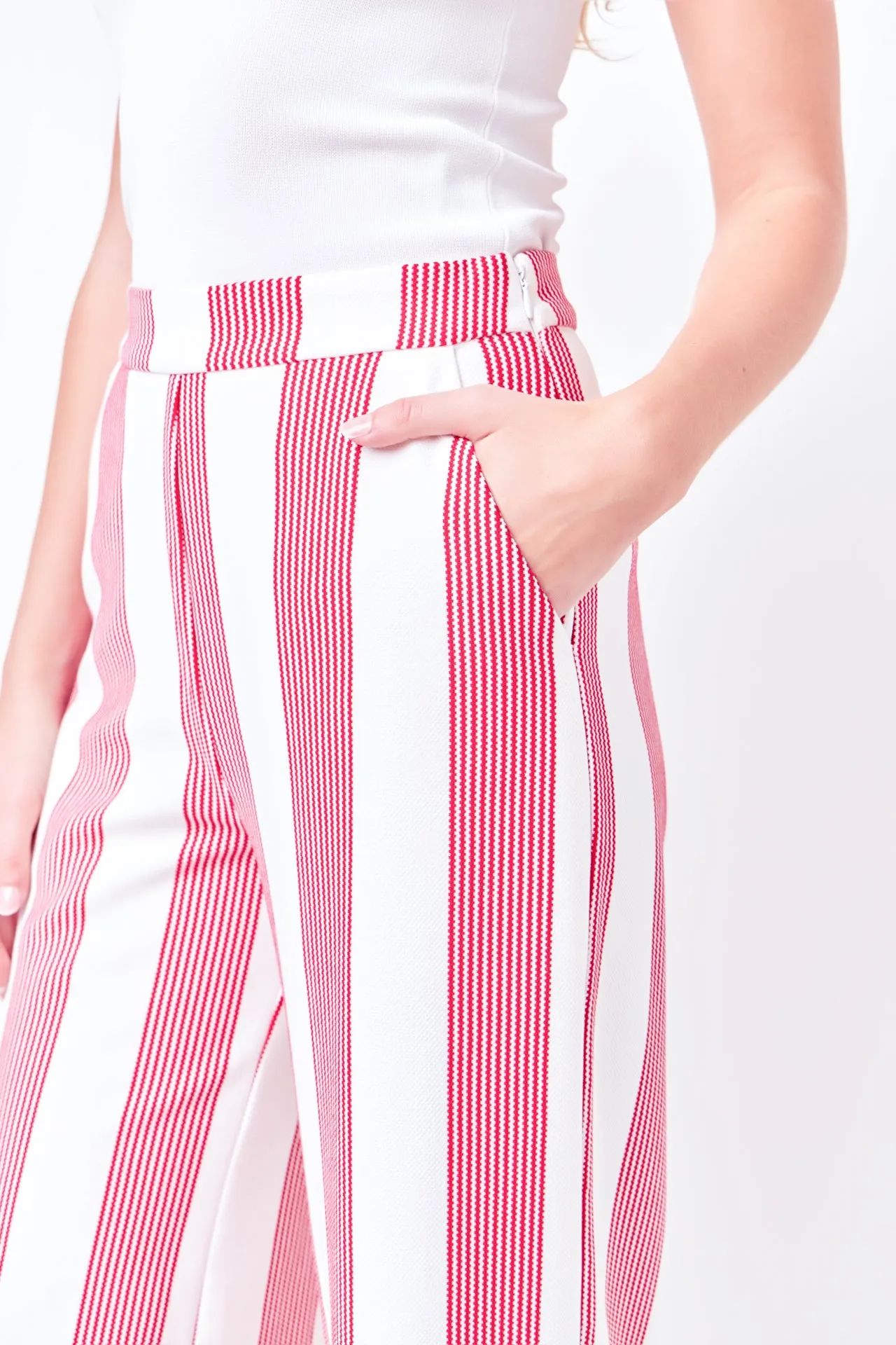 Stripe Fringe hem Pants