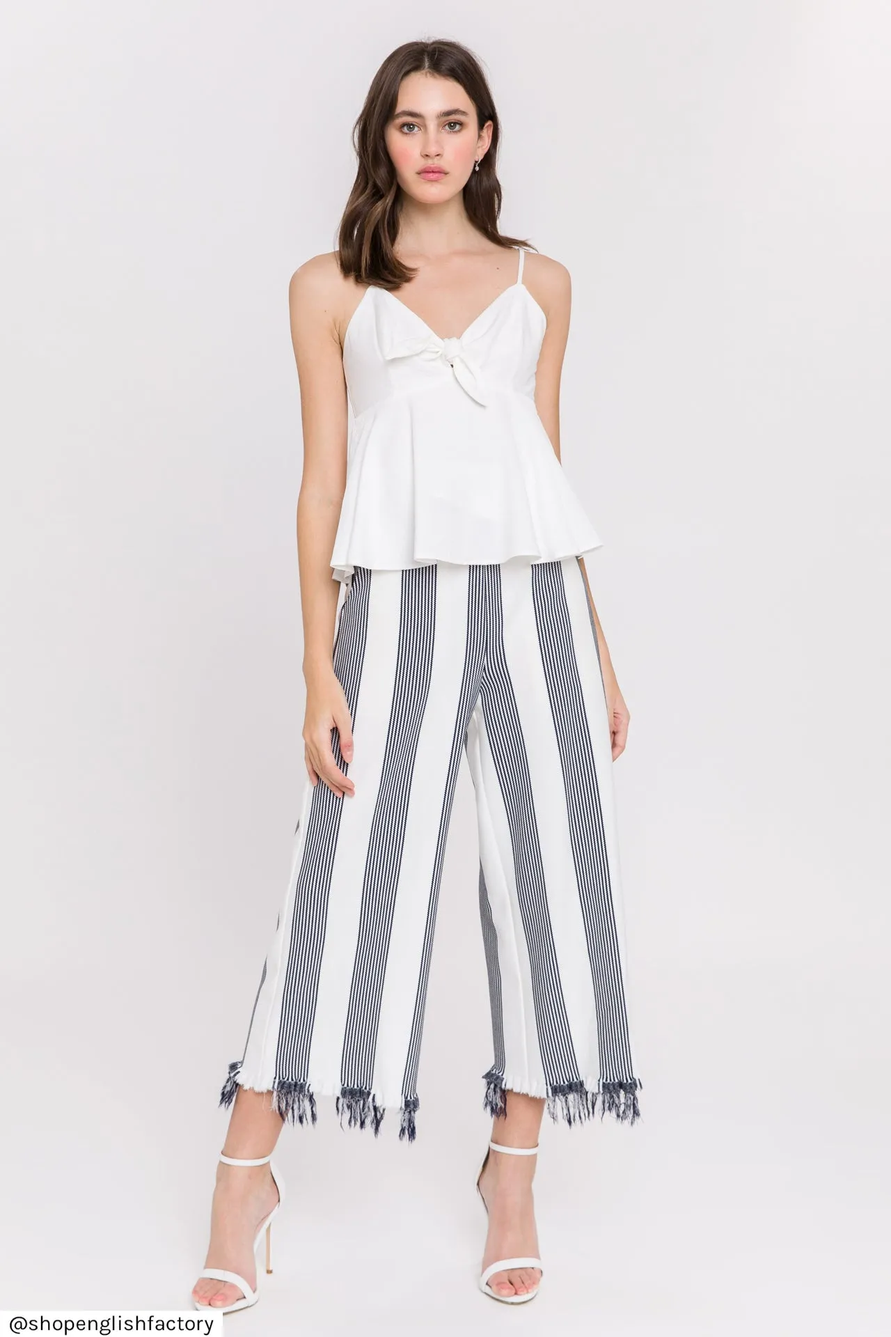 Stripe Fringe hem Pants